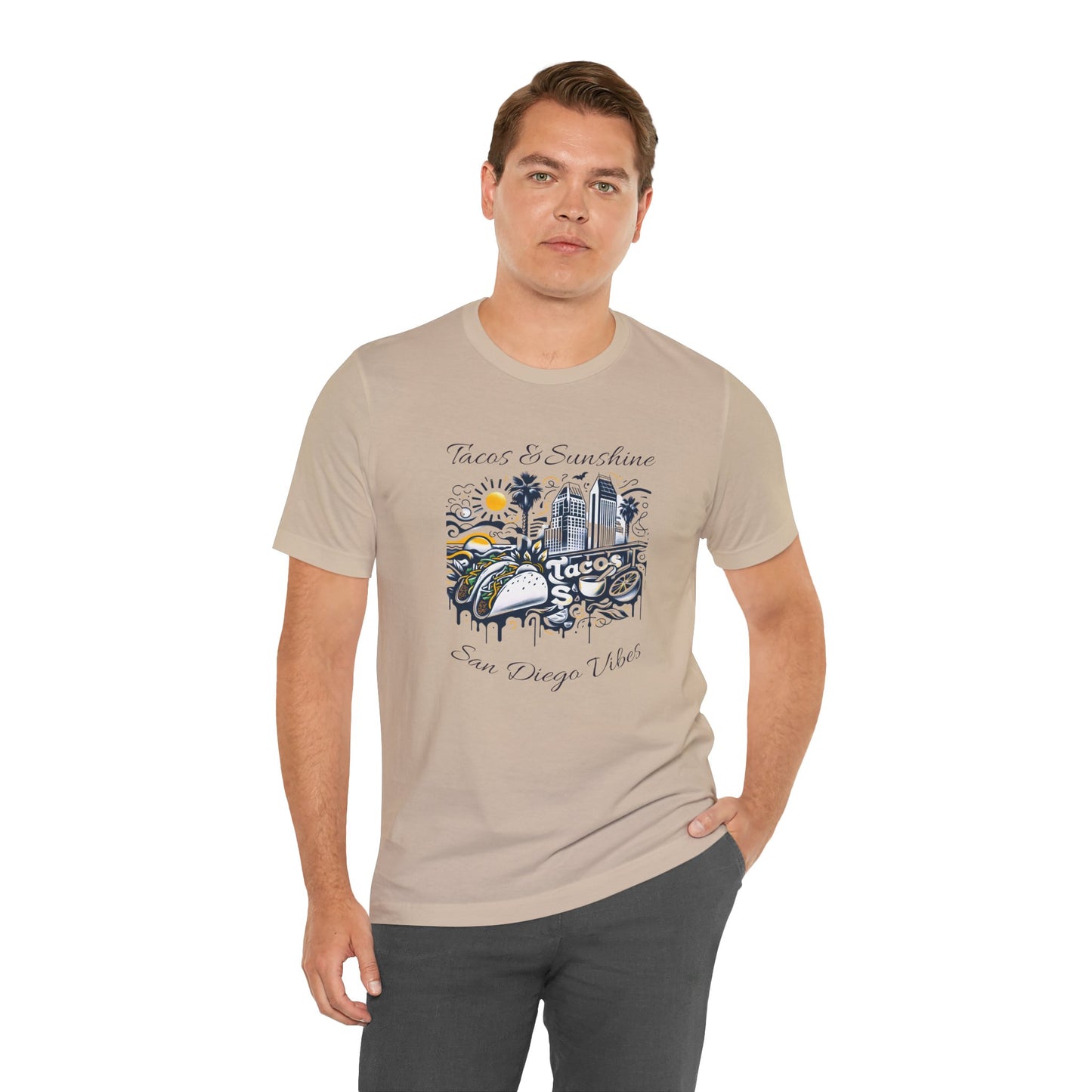 San Diego Vibes T-Shirt, Tacos & Sunshine Tee, Unisex Jersey Shirt, California Culture Top, Beach Lover Gift, 619 Love