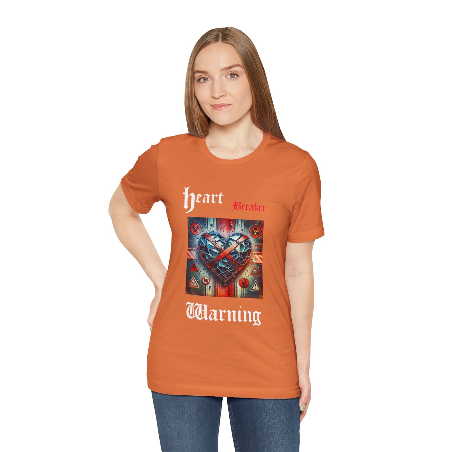 Heart Breaker Warning Tee, Trendy Graphic T-Shirt for Fashion Lovers, Valentine's Day Gift, Streetwear Style, Casual Everyday Wear, Unique