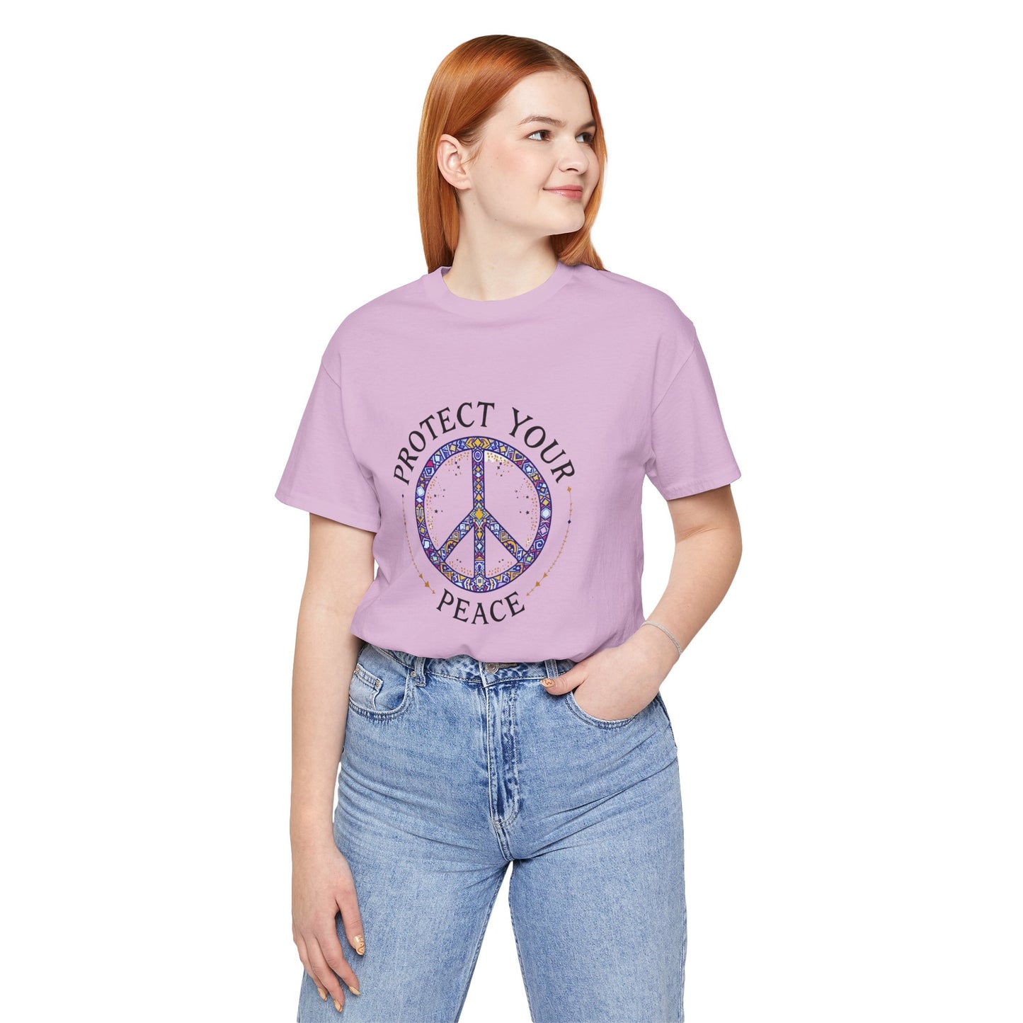Protect Your Peace Unisex Tee, Casual Wear, Gift for Him/Her, Peace Sign T-Shirt, Affirmation Top, Relaxed Fit Tee