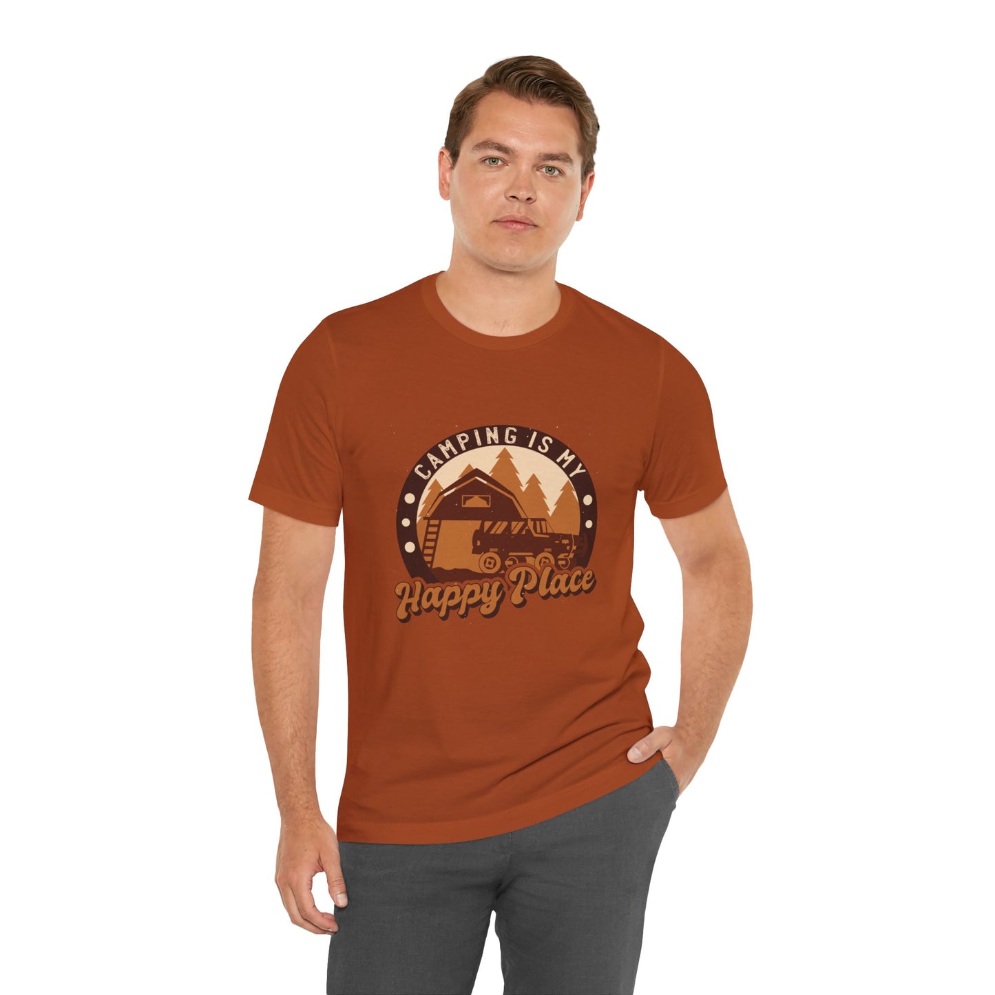 Camping Is My Happy Place Camping Tee, Outdoor Adventure Shirt, Happy Camper Top, Nature Lover Tshirt, Hiking Gift, Mountain Climber Apparel