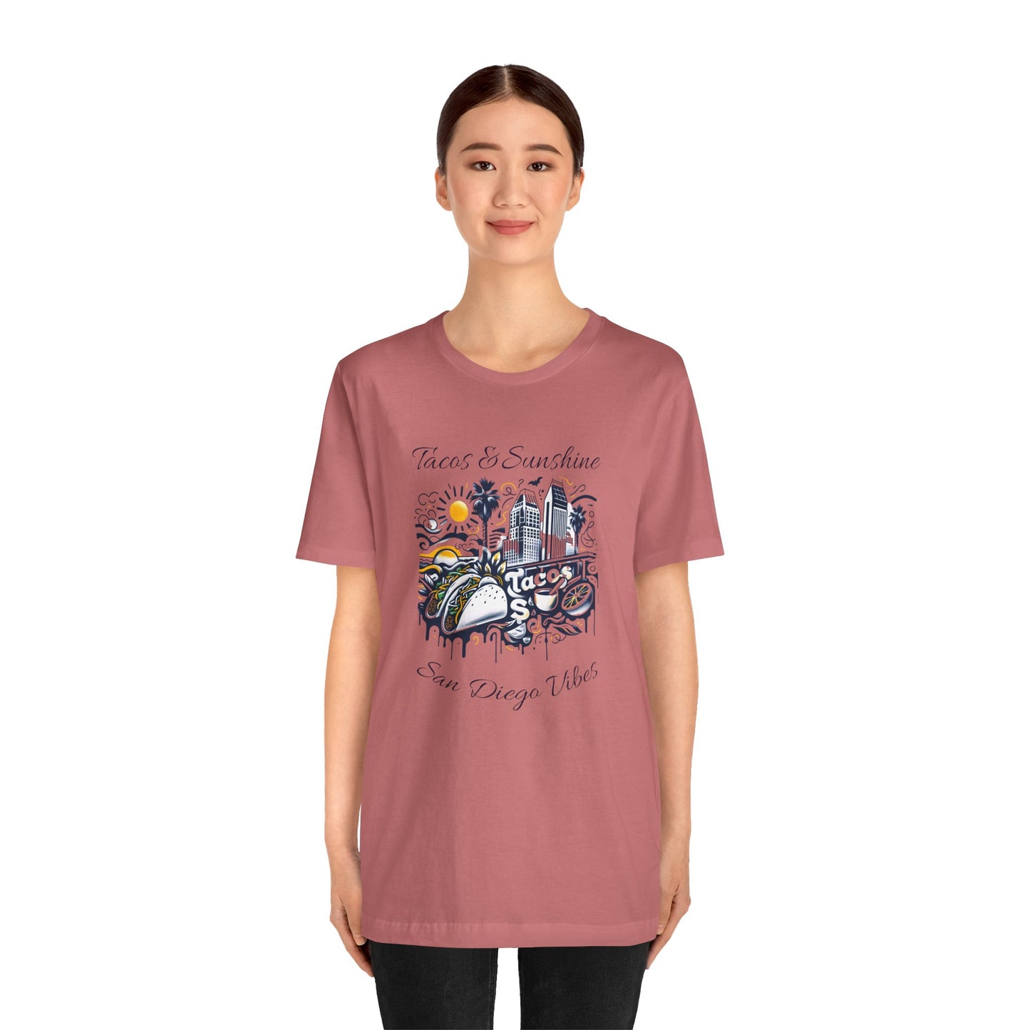San Diego Vibes T-Shirt, Tacos & Sunshine Tee, Unisex Jersey Shirt, California Culture Top, Beach Lover Gift, 619 Love