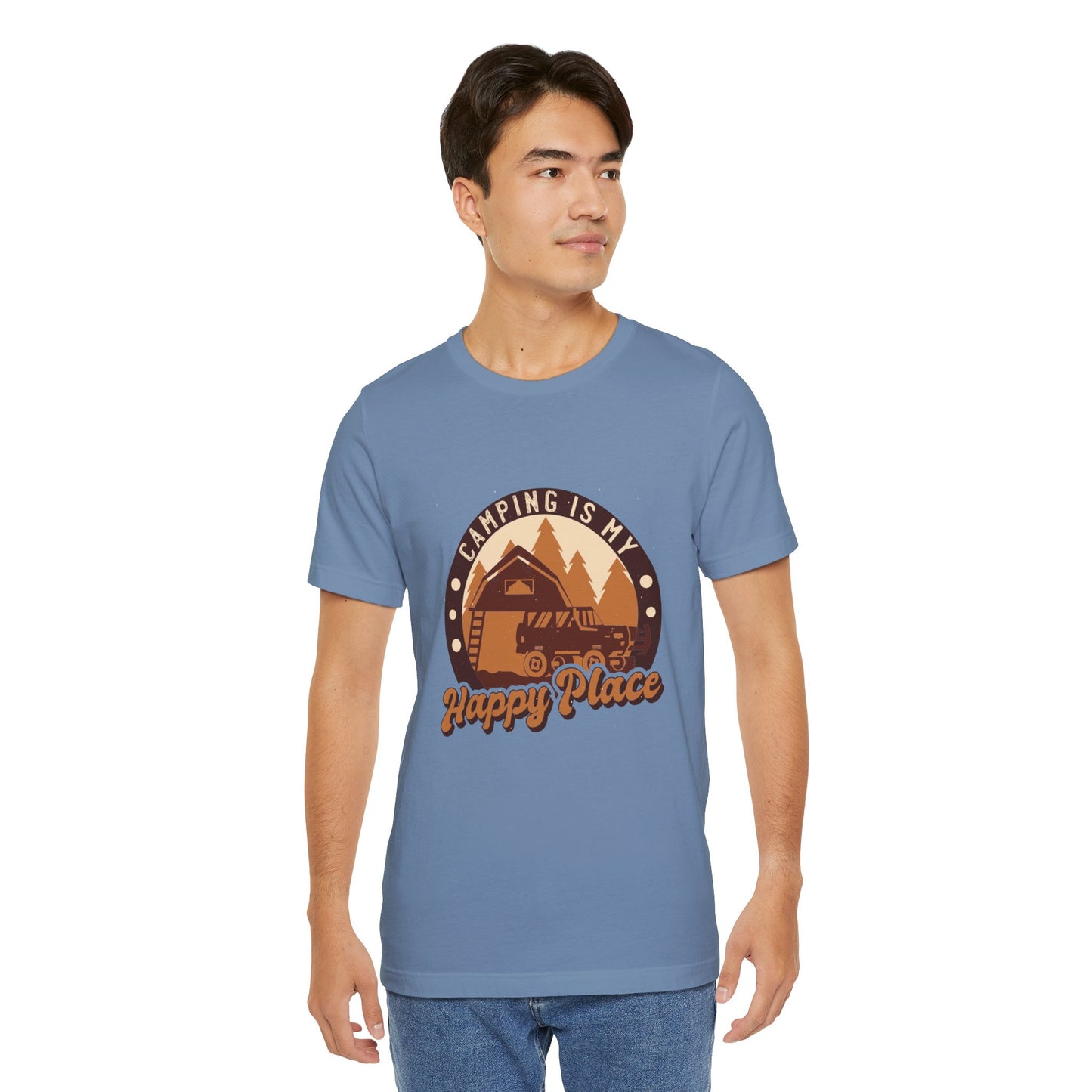 Camping Is My Happy Place Camping Tee, Outdoor Adventure Shirt, Happy Camper Top, Nature Lover Tshirt, Hiking Gift, Mountain Climber Apparel