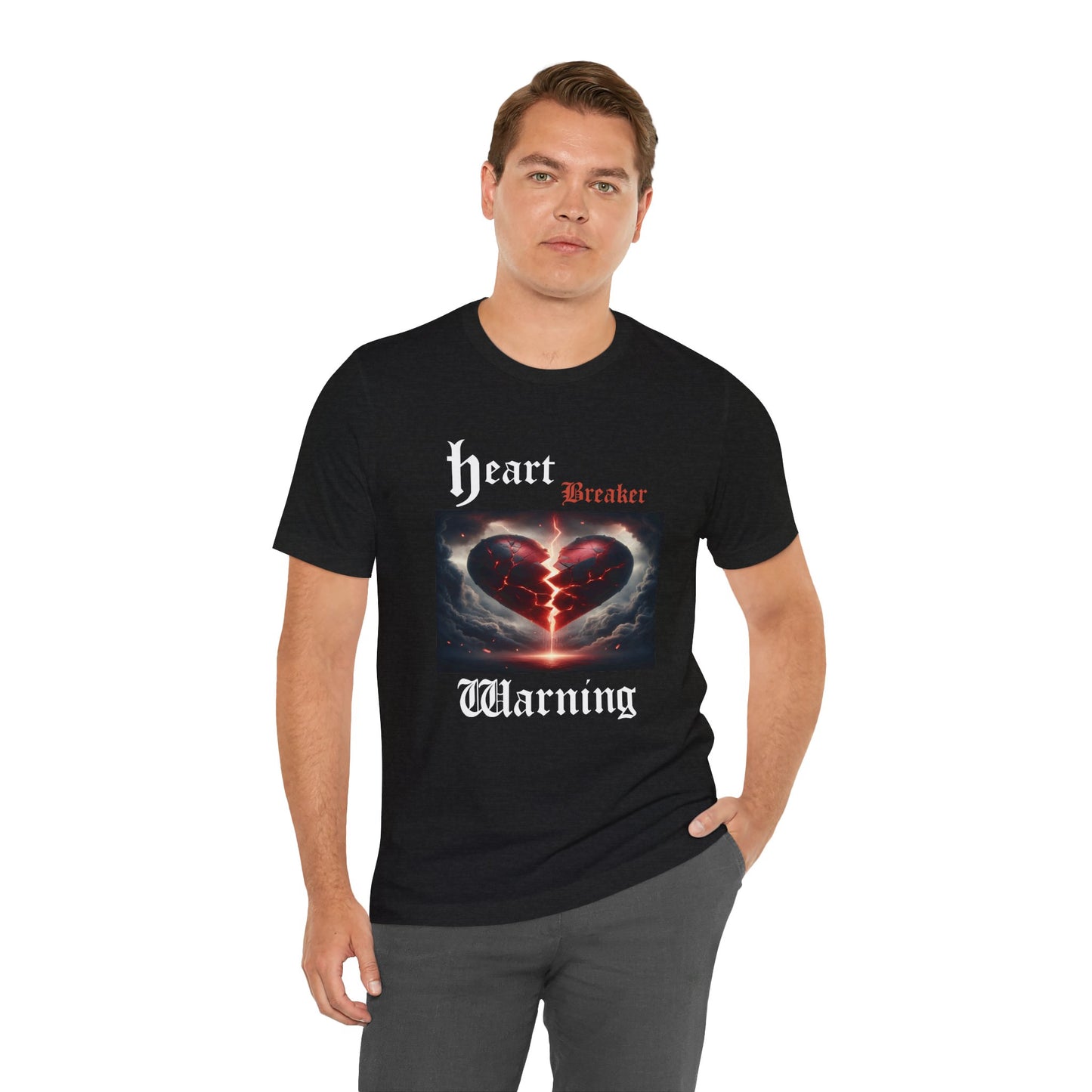 Heartbreaker Warning Tee, Cool Graphic T-Shirt, Unisex Casual Wear, Perfect for Valentine's Day, Gifts for Friends, Trendy Fashion