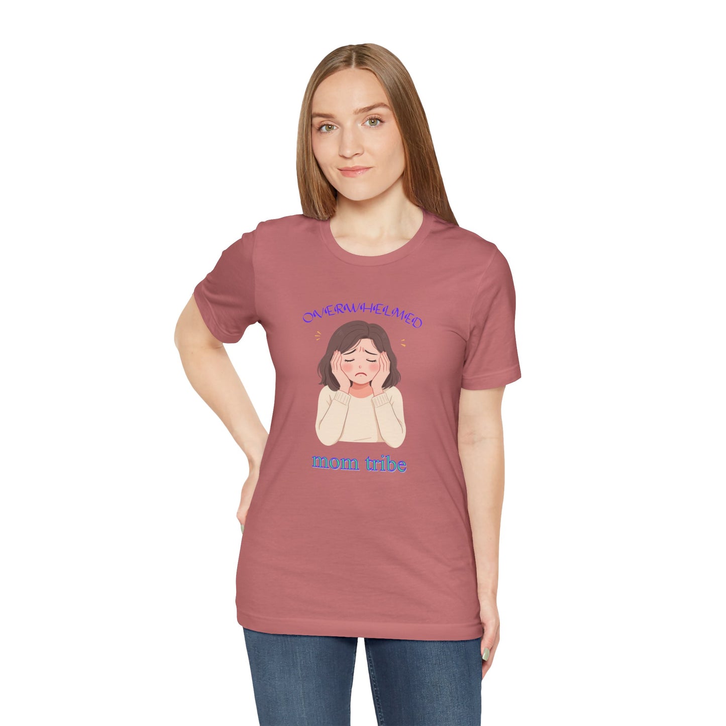 Mom Tribe Short Sleeve Tee - Overwhelmed, Unisex Tee for Moms, Mother's Day Gift, Mom Life Shirt, Casual Wear, Gift for Her