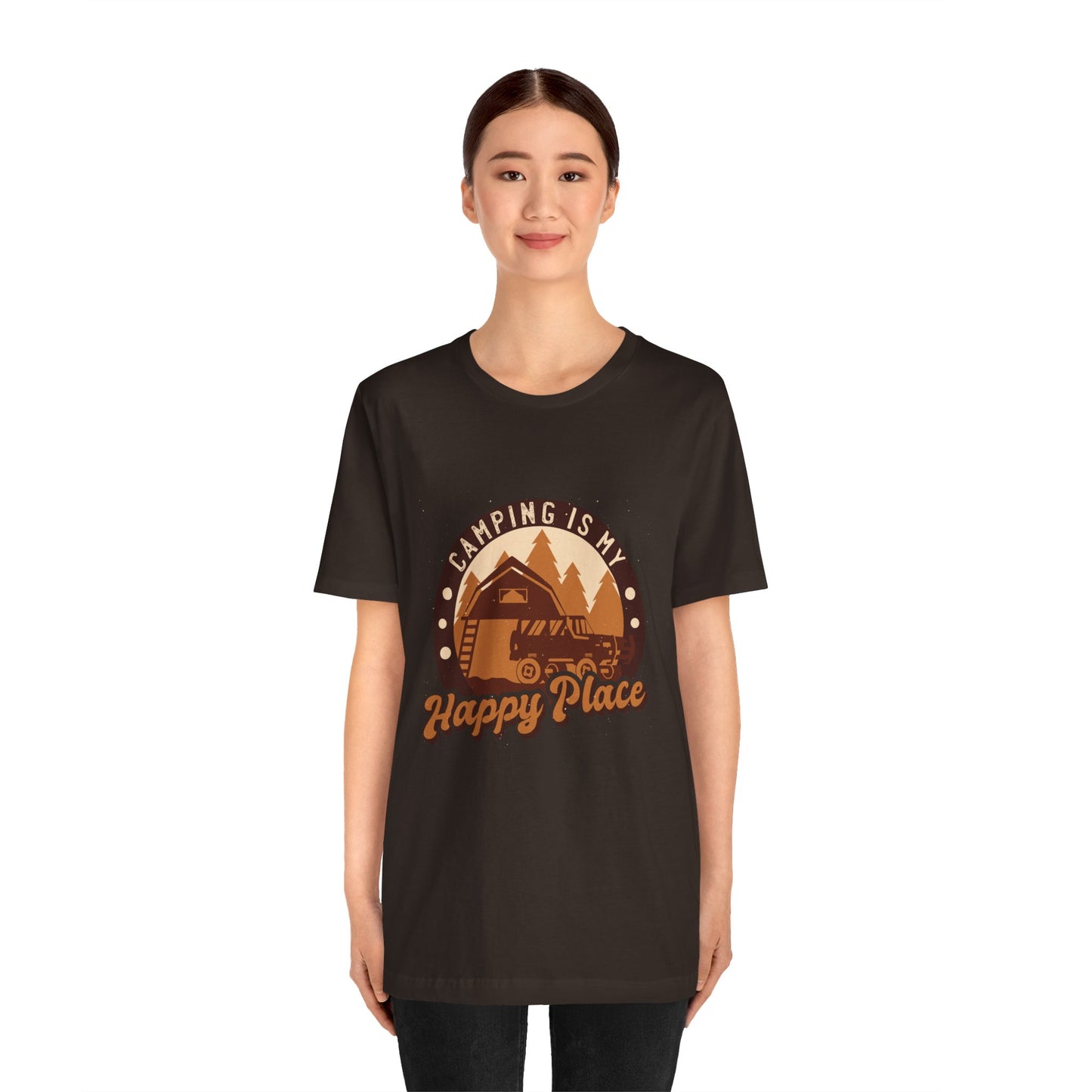 Camping Is My Happy Place Camping Tee, Outdoor Adventure Shirt, Happy Camper Top, Nature Lover Tshirt, Hiking Gift, Mountain Climber Apparel