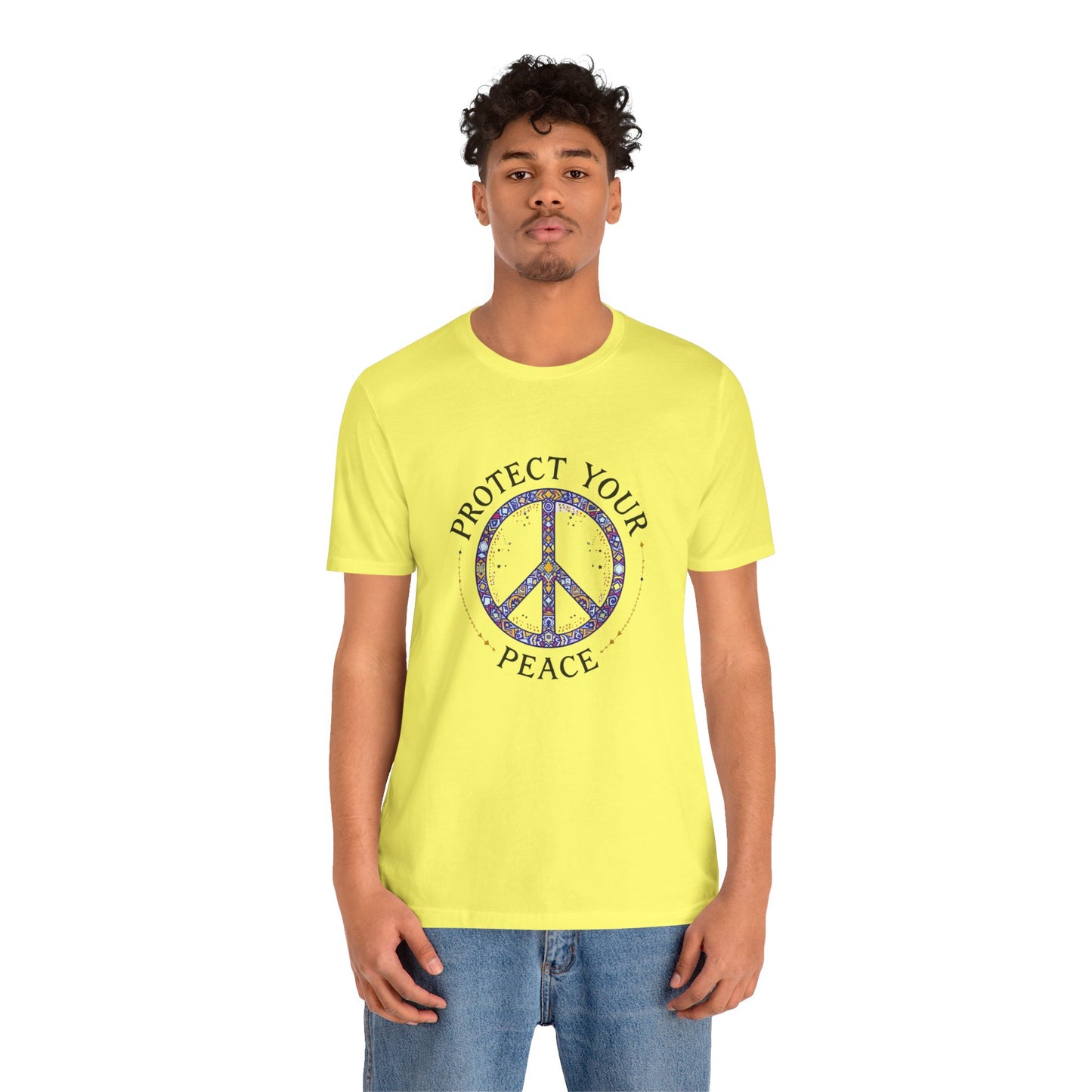 Protect Your Peace Unisex Tee, Casual Wear, Gift for Him/Her, Peace Sign T-Shirt, Affirmation Top, Relaxed Fit Tee