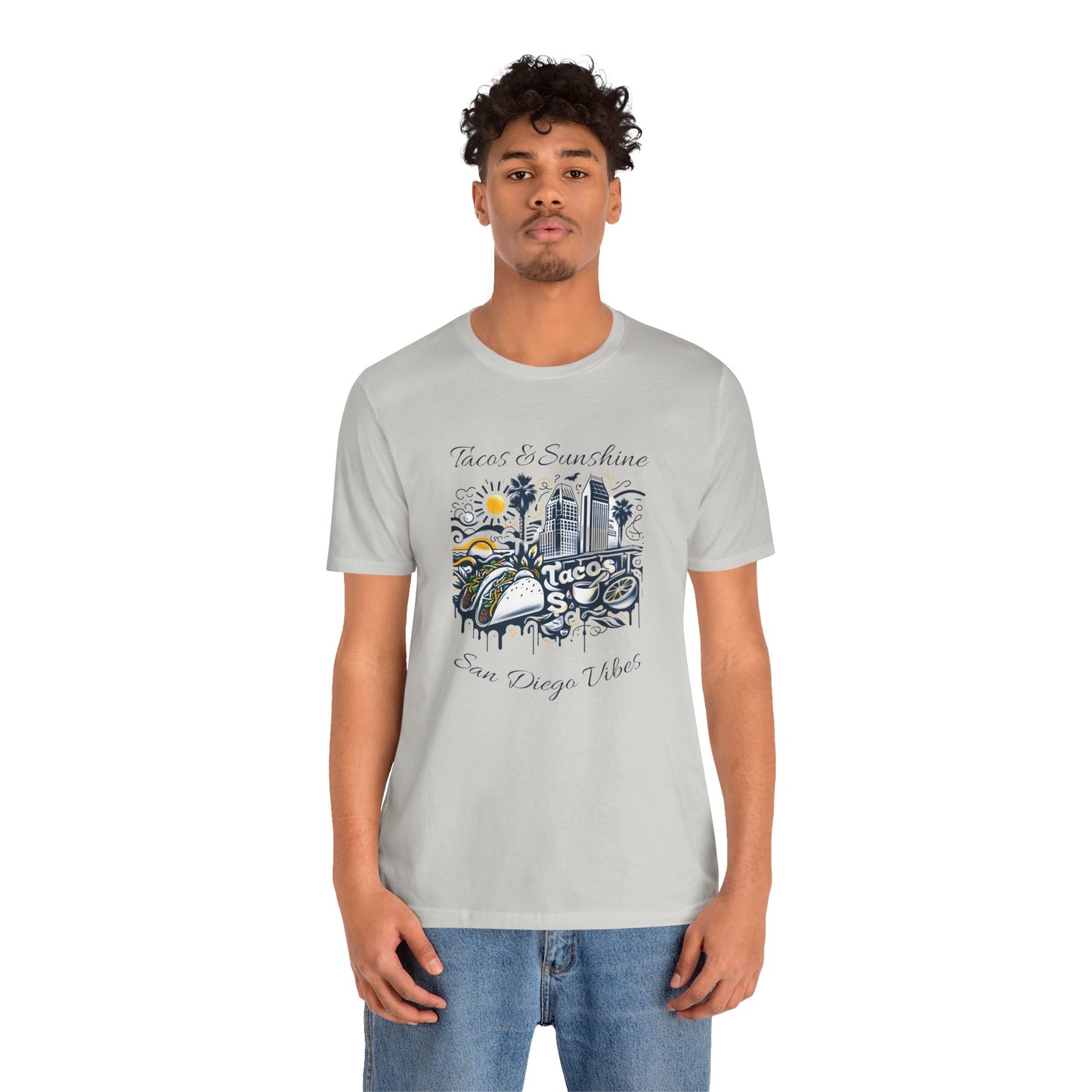 San Diego Vibes T-Shirt, Tacos & Sunshine Tee, Unisex Jersey Shirt, California Culture Top, Beach Lover Gift, 619 Love