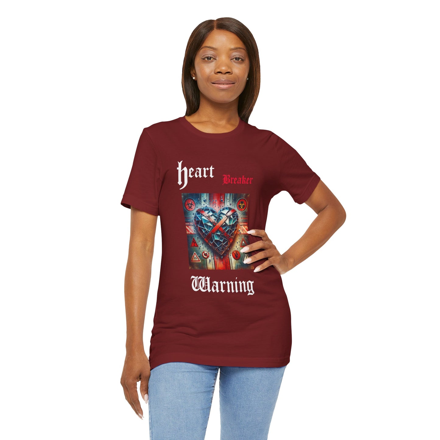 Heart Breaker Warning Tee, Trendy Graphic T-Shirt for Fashion Lovers, Valentine's Day Gift, Streetwear Style, Casual Everyday Wear, Unique