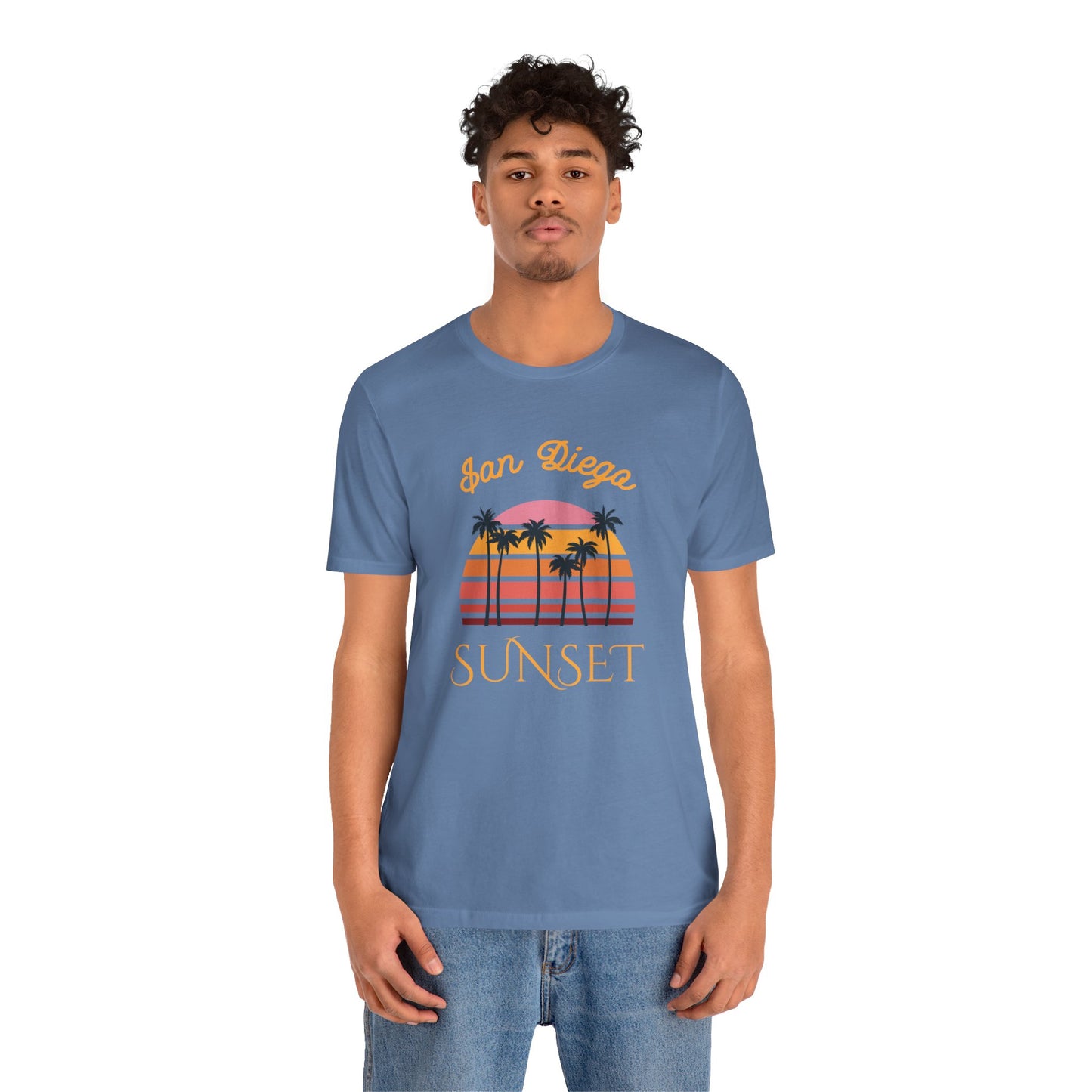 San Diego Sunset Unisex Tee, Retro T-Shirt, Palm Tree Shirt, Perfect Summer Outfit, California Vibes, Gift for Beach Lovers