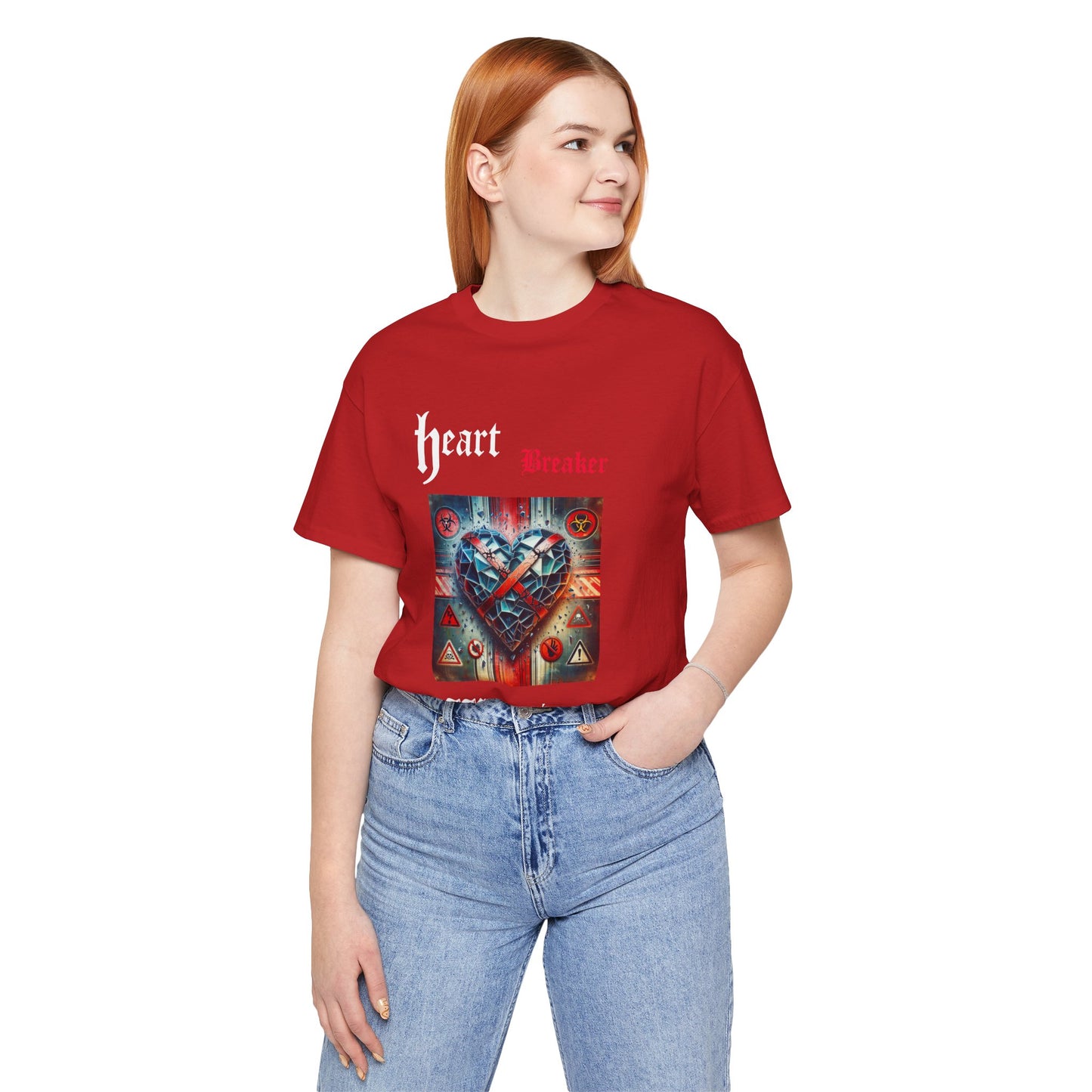Heart Breaker Warning Tee, Trendy Graphic T-Shirt for Fashion Lovers, Valentine's Day Gift, Streetwear Style, Casual Everyday Wear, Unique