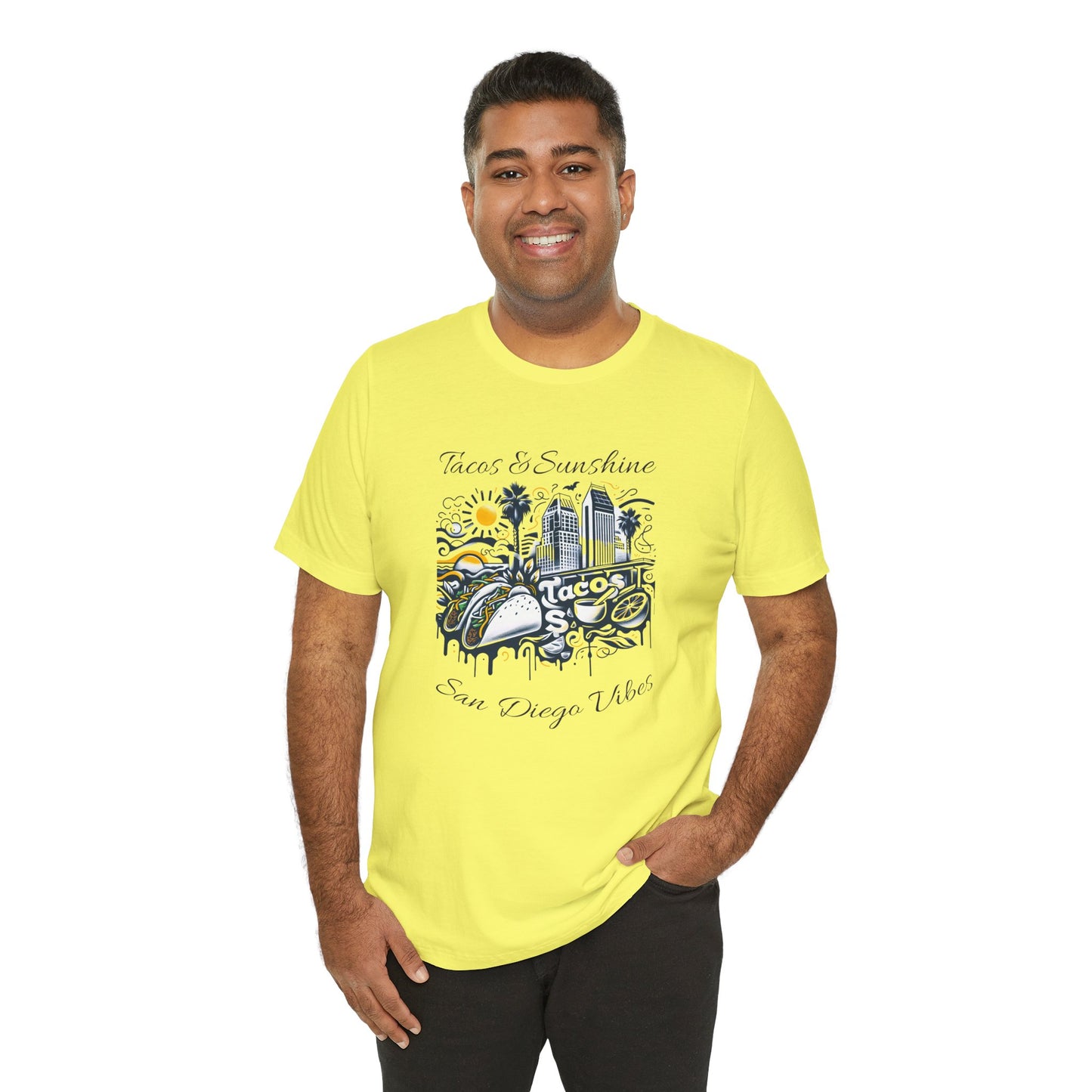 San Diego Vibes T-Shirt, Tacos & Sunshine Tee, Unisex Jersey Shirt, California Culture Top, Beach Lover Gift, 619 Love
