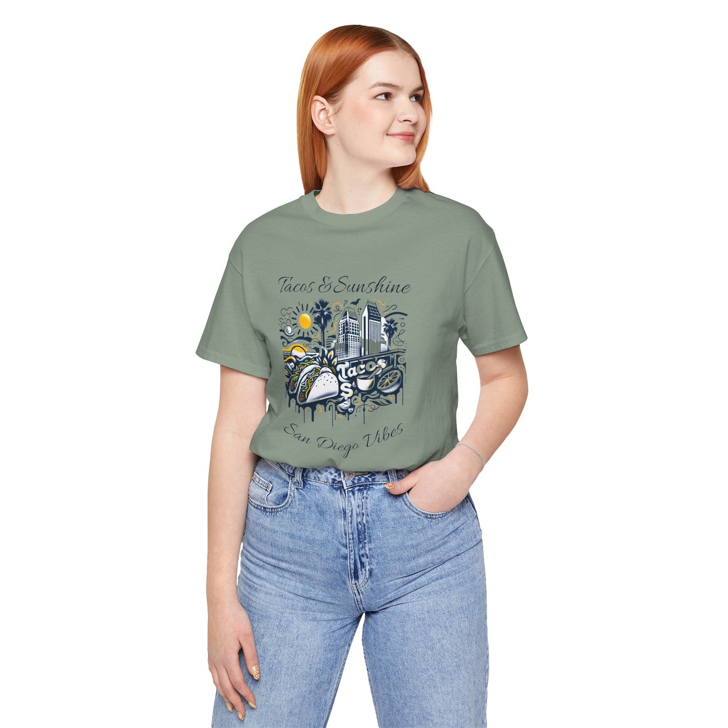 San Diego Vibes T-Shirt, Tacos & Sunshine Tee, Unisex Jersey Shirt, California Culture Top, Beach Lover Gift, 619 Love
