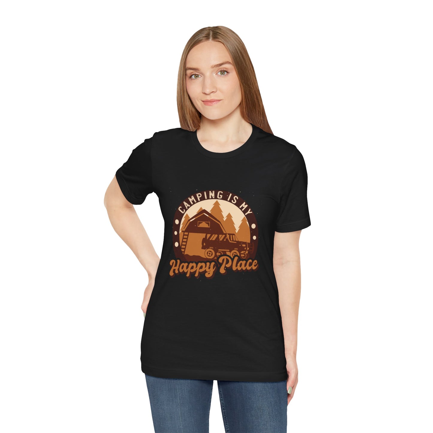 Camping Is My Happy Place Camping Tee, Outdoor Adventure Shirt, Happy Camper Top, Nature Lover Tshirt, Hiking Gift, Mountain Climber Apparel