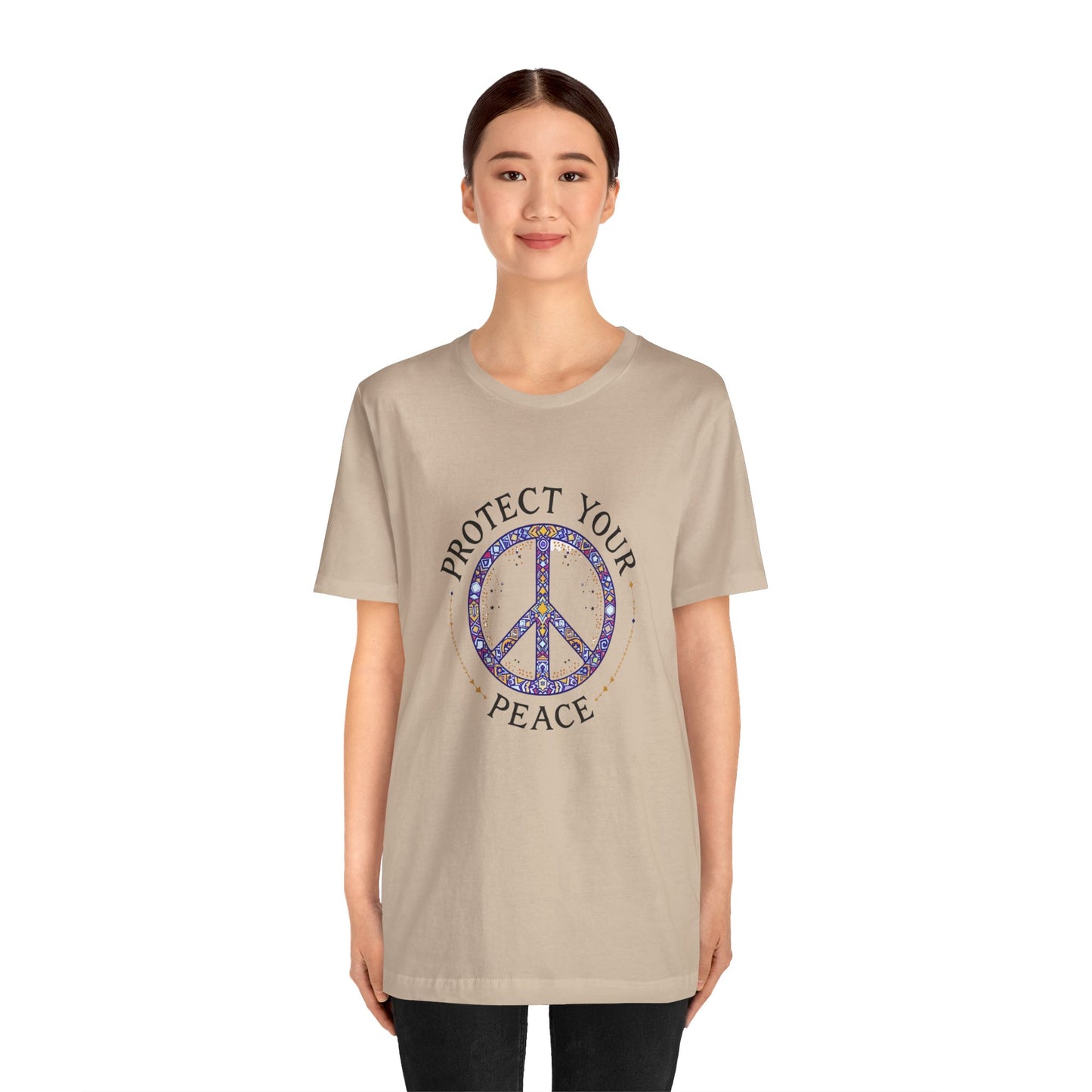 Protect Your Peace Unisex Tee, Casual Wear, Gift for Him/Her, Peace Sign T-Shirt, Affirmation Top, Relaxed Fit Tee