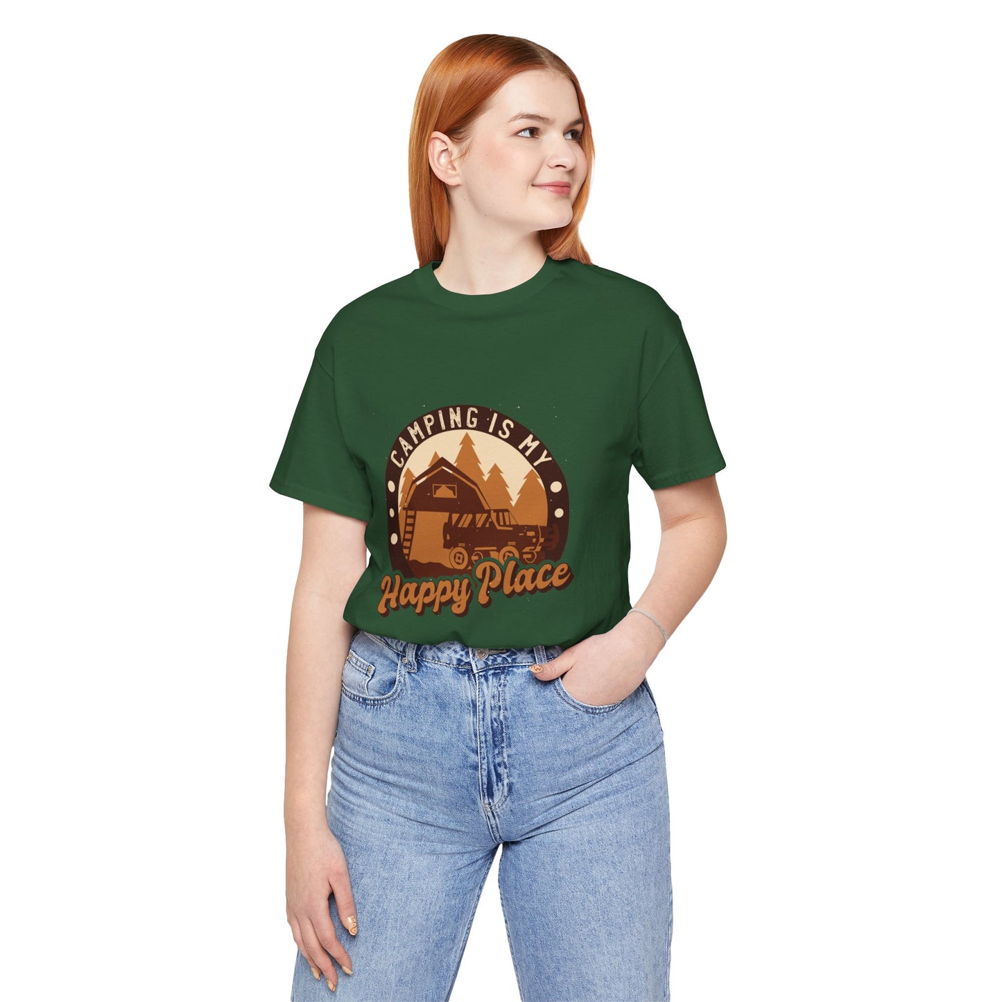 Camping Is My Happy Place Camping Tee, Outdoor Adventure Shirt, Happy Camper Top, Nature Lover Tshirt, Hiking Gift, Mountain Climber Apparel