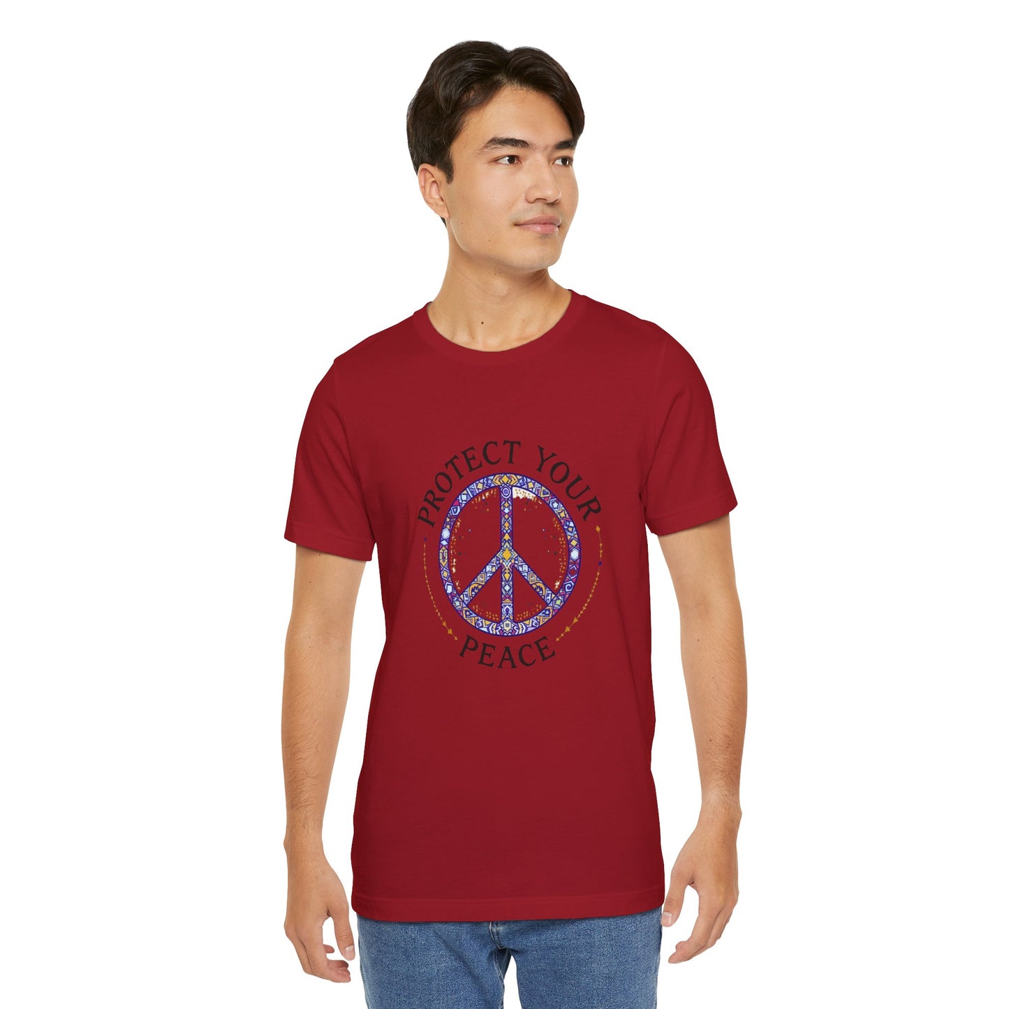 Protect Your Peace Unisex Tee, Casual Wear, Gift for Him/Her, Peace Sign T-Shirt, Affirmation Top, Relaxed Fit Tee