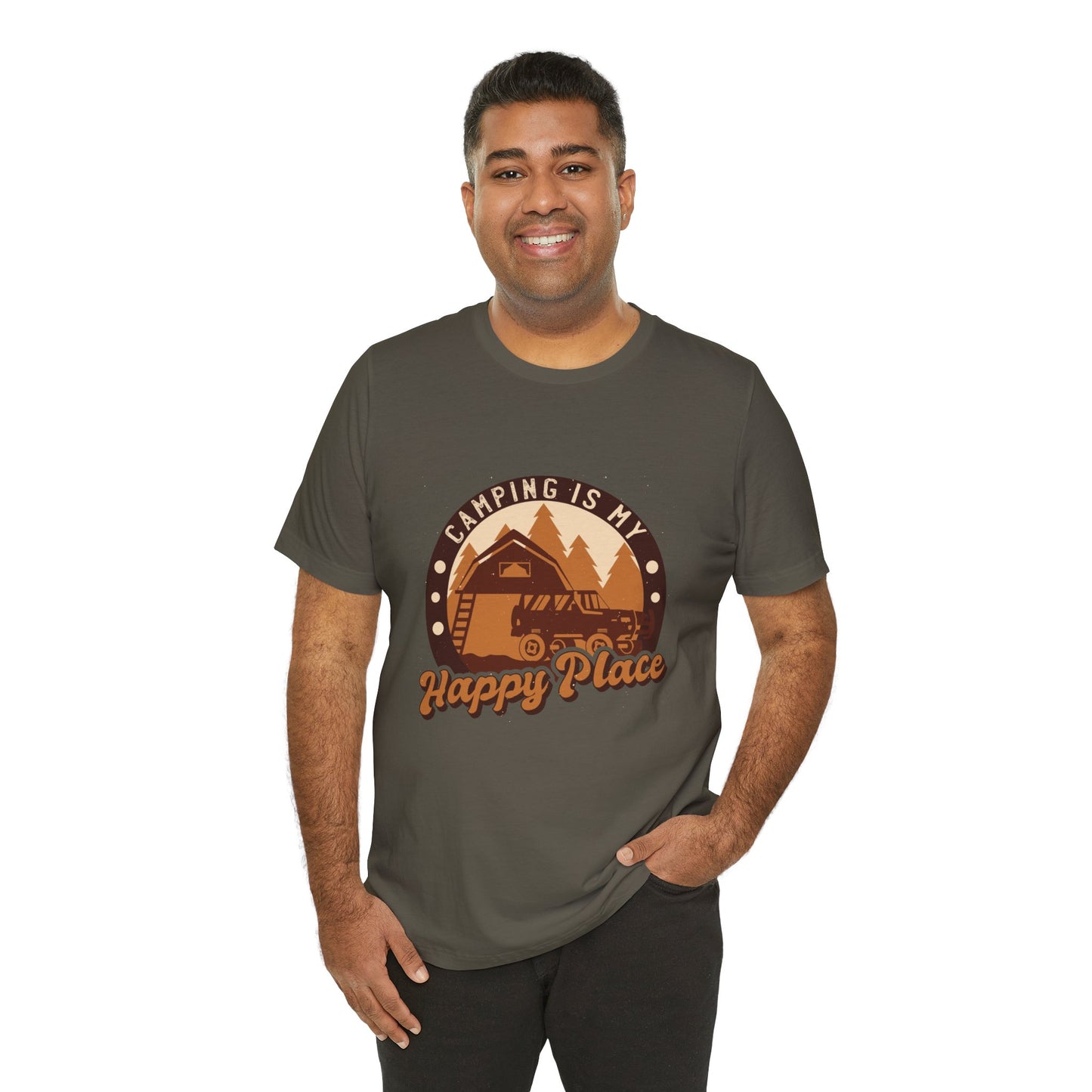 Camping Is My Happy Place Camping Tee, Outdoor Adventure Shirt, Happy Camper Top, Nature Lover Tshirt, Hiking Gift, Mountain Climber Apparel