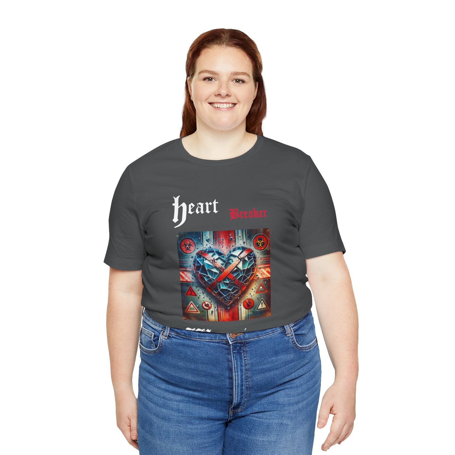 Heart Breaker Warning Tee, Trendy Graphic T-Shirt for Fashion Lovers, Valentine's Day Gift, Streetwear Style, Casual Everyday Wear, Unique