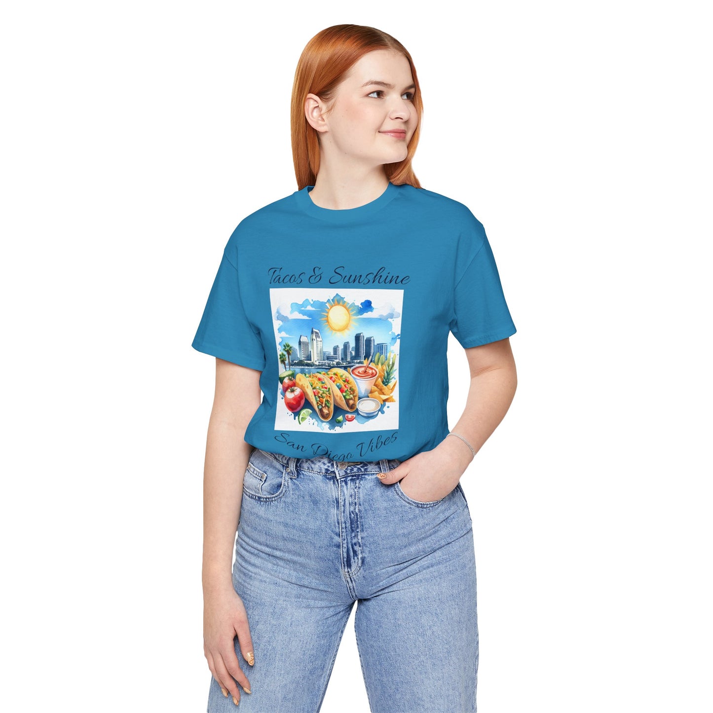 San Diego Vibes T-Shirt, Tacos & Sunshine Tee, Unisex Jersey Top, California Culture Shirt, Short Sleeve Apparel, Beach Lover Clothing