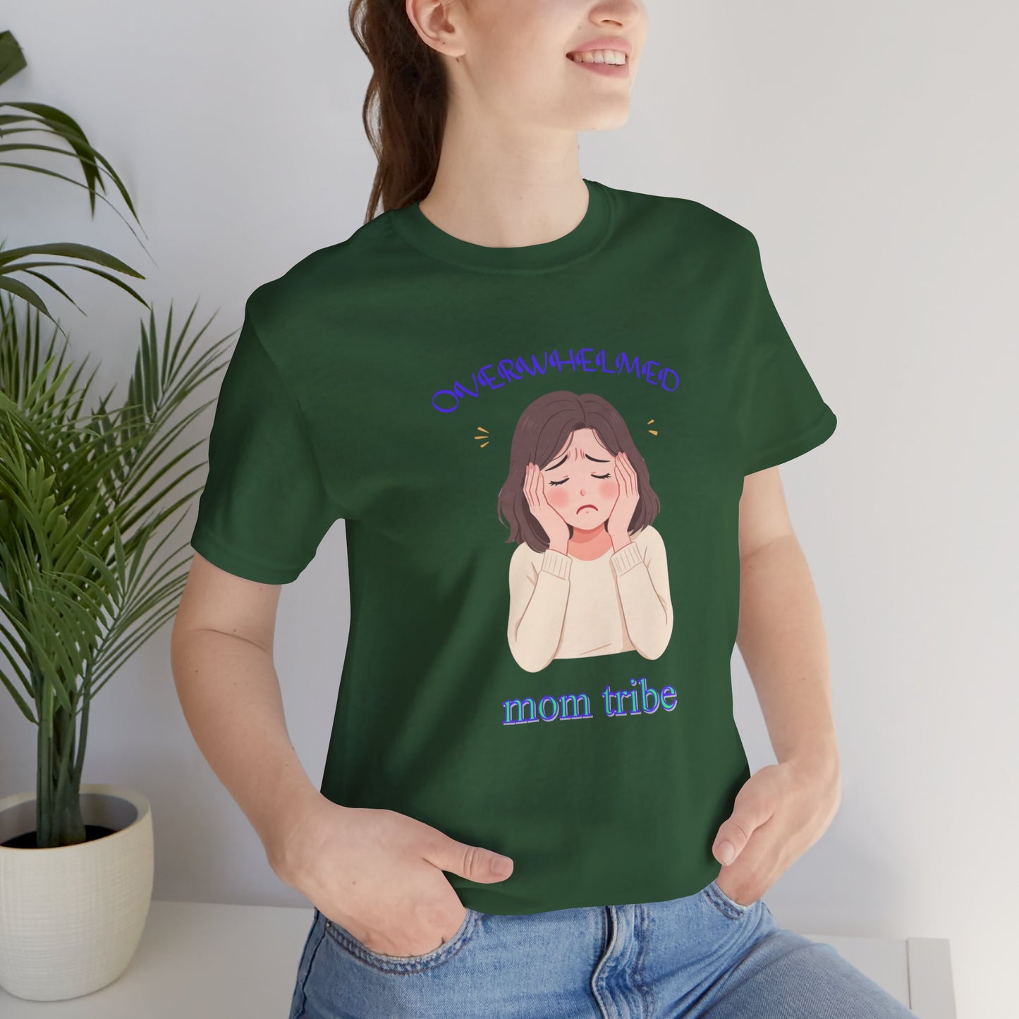 Mom Tribe Short Sleeve Tee - Overwhelmed, Unisex Tee for Moms, Mother's Day Gift, Mom Life Shirt, Casual Wear, Gift for Her