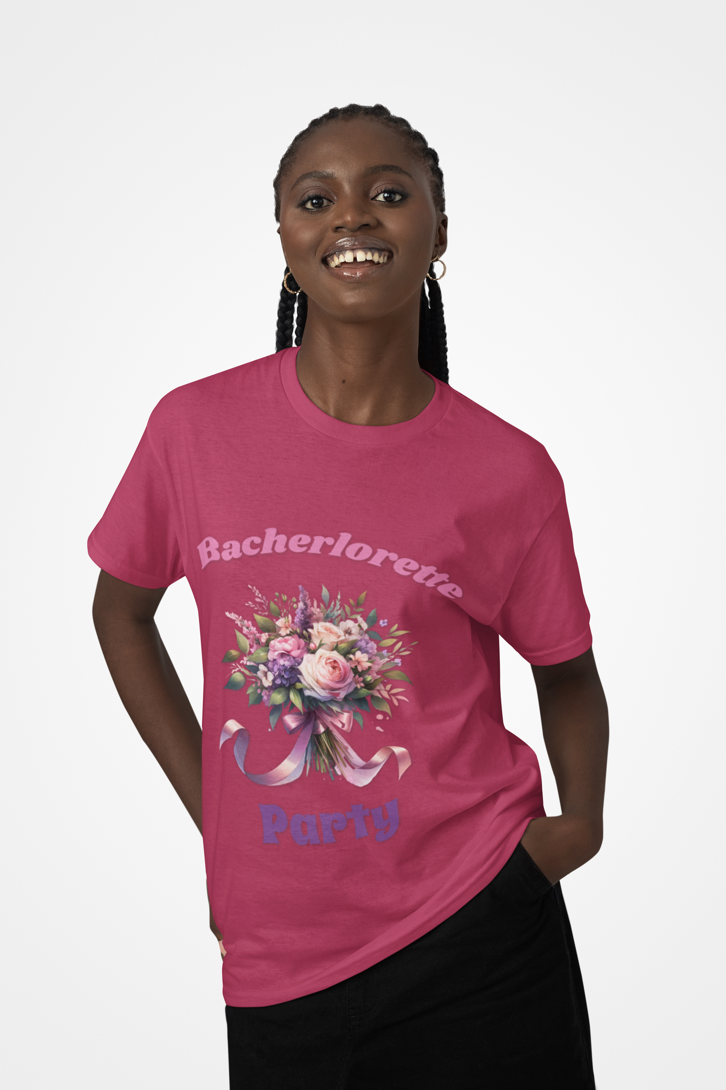 Bachelorette Party Tee - Floral Design, Short Sleeve Shirt, Bridal Shower Gift, Girl's Night Out, Fun Party Outfit
