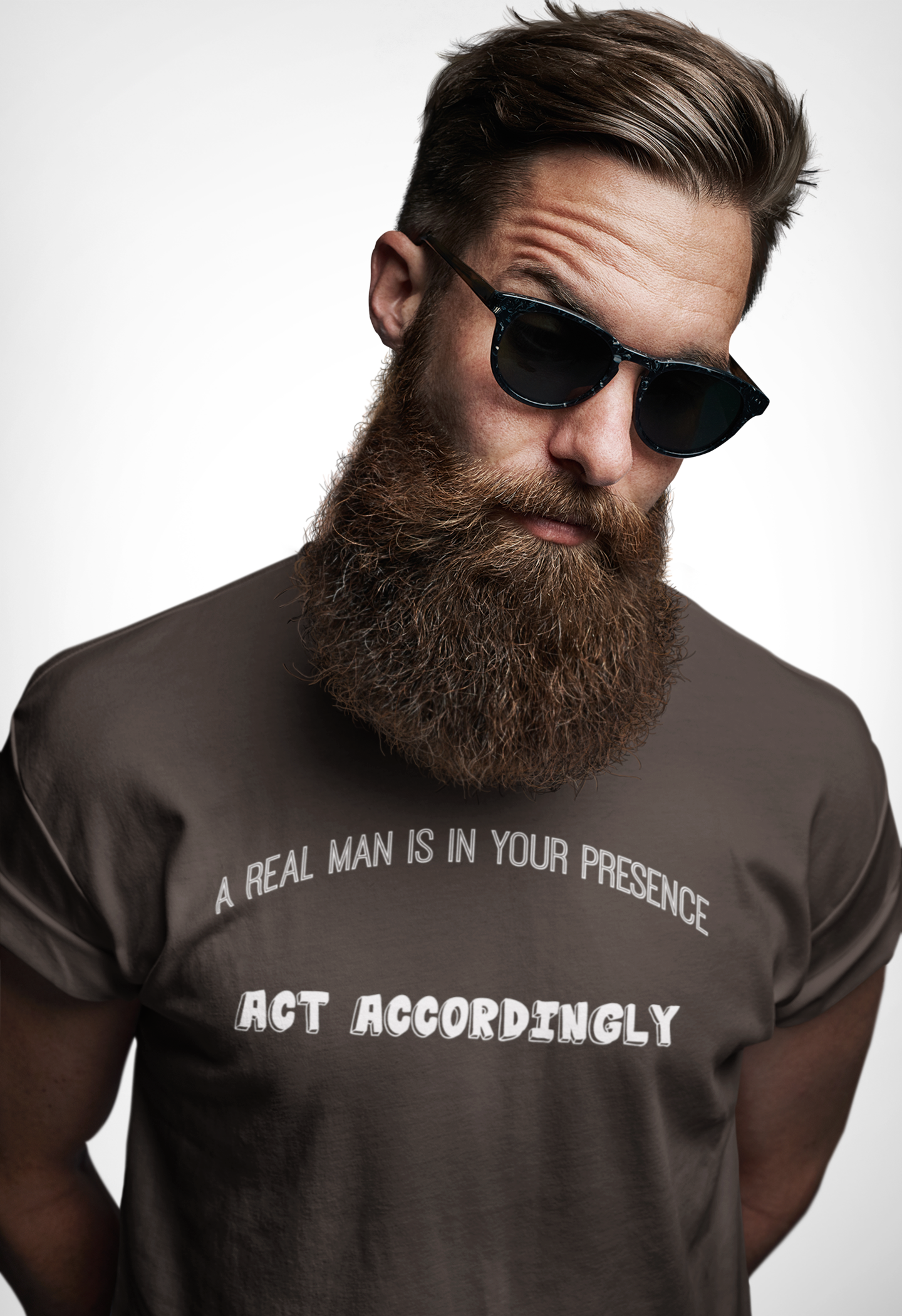 Men's Graphic Tee, Real Man Is In Your Presence Shirt, Masculine Confidence, Gift for Him, Funny Tee, Sarcasm Shirt, Alpa Male Top