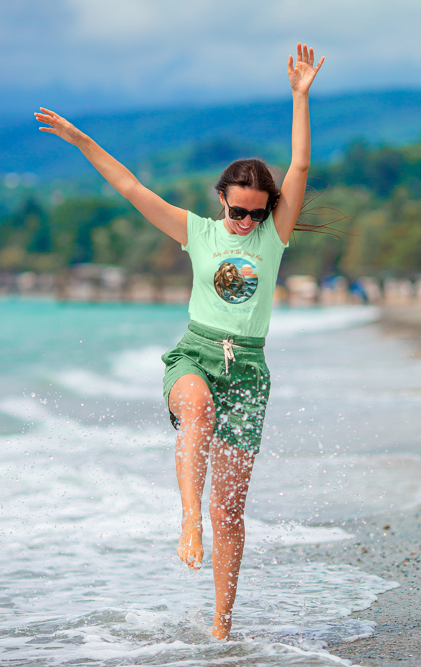 Salty Air & Sun Kissed Hair, San Diego - Unisex Tee, California Beach Lover Gift, Coastal Vibes Shirt, West Coast Travel Top, SoCal Vacation