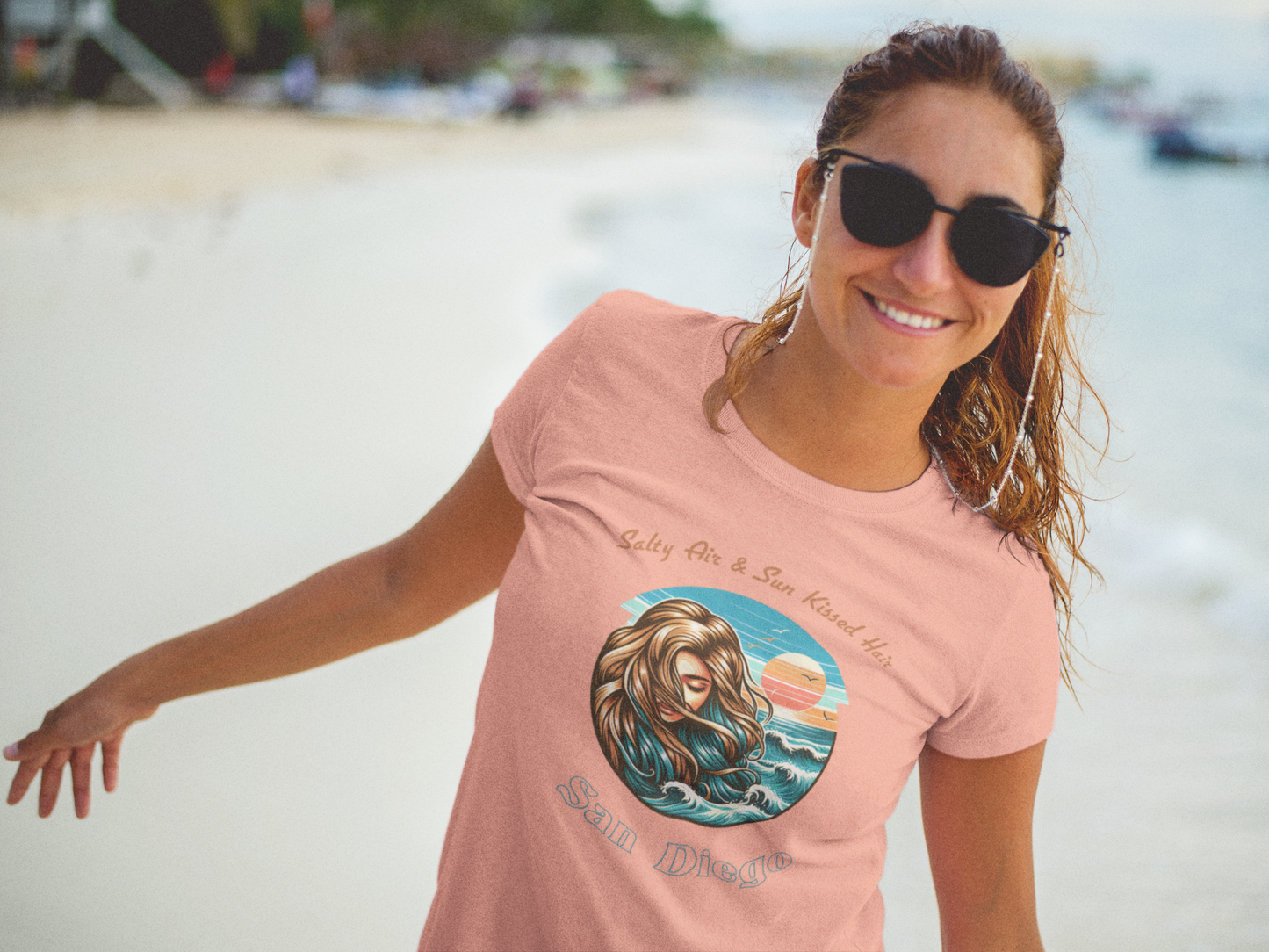 Salty Air & Sun Kissed Hair, San Diego - Unisex Tee, California Beach Lover Gift, Coastal Vibes Shirt, West Coast Travel Top, SoCal Vacation