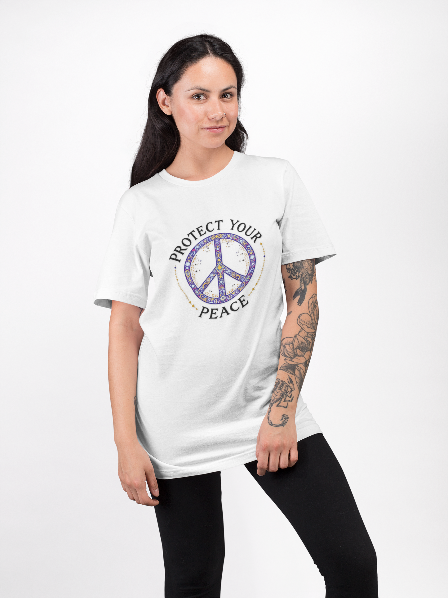 Protect Your Peace Unisex Tee, Casual Wear, Gift for Him/Her, Peace Sign T-Shirt, Affirmation Top, Relaxed Fit Tee