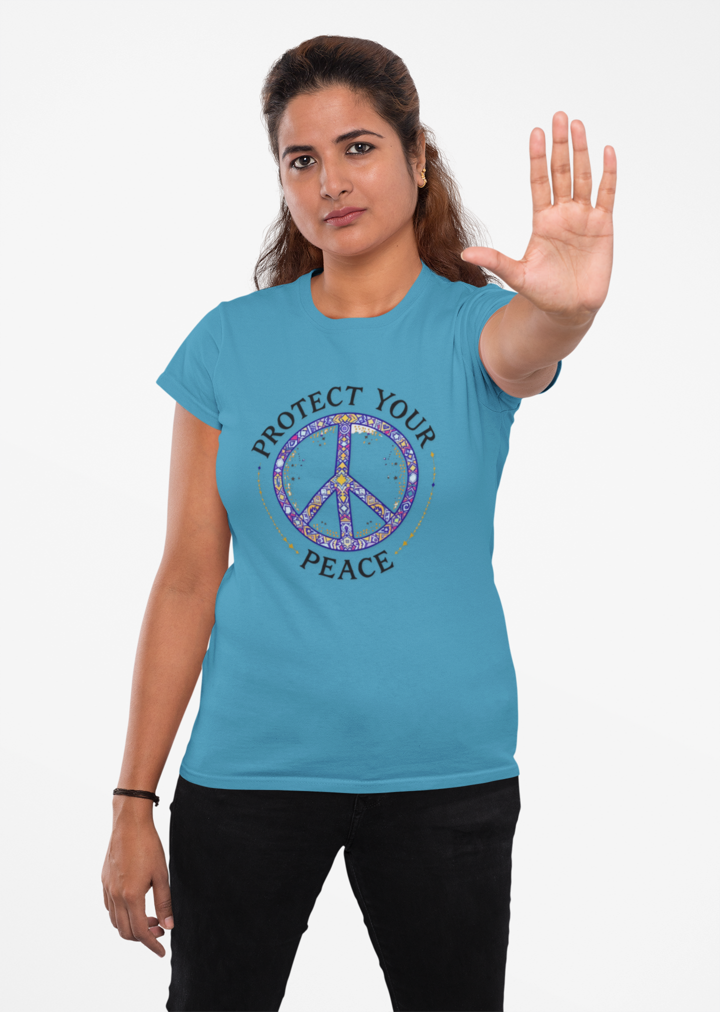 Protect Your Peace Unisex Tee, Casual Wear, Gift for Him/Her, Peace Sign T-Shirt, Affirmation Top, Relaxed Fit Tee