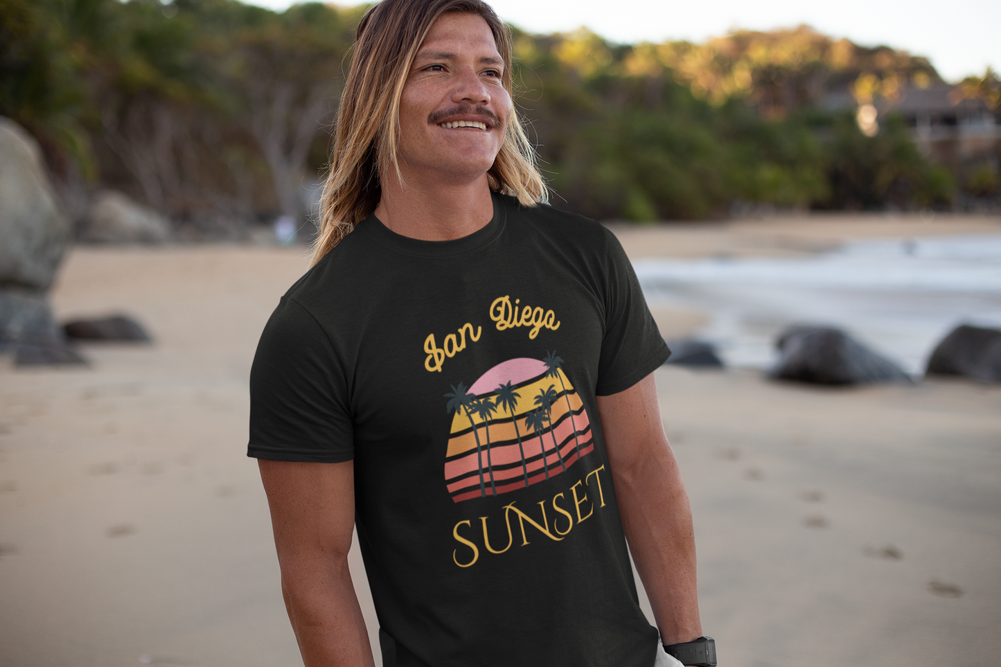 San Diego Sunset Unisex Tee, Retro T-Shirt, Palm Tree Shirt, Perfect Summer Outfit, California Vibes, Gift for Beach Lovers