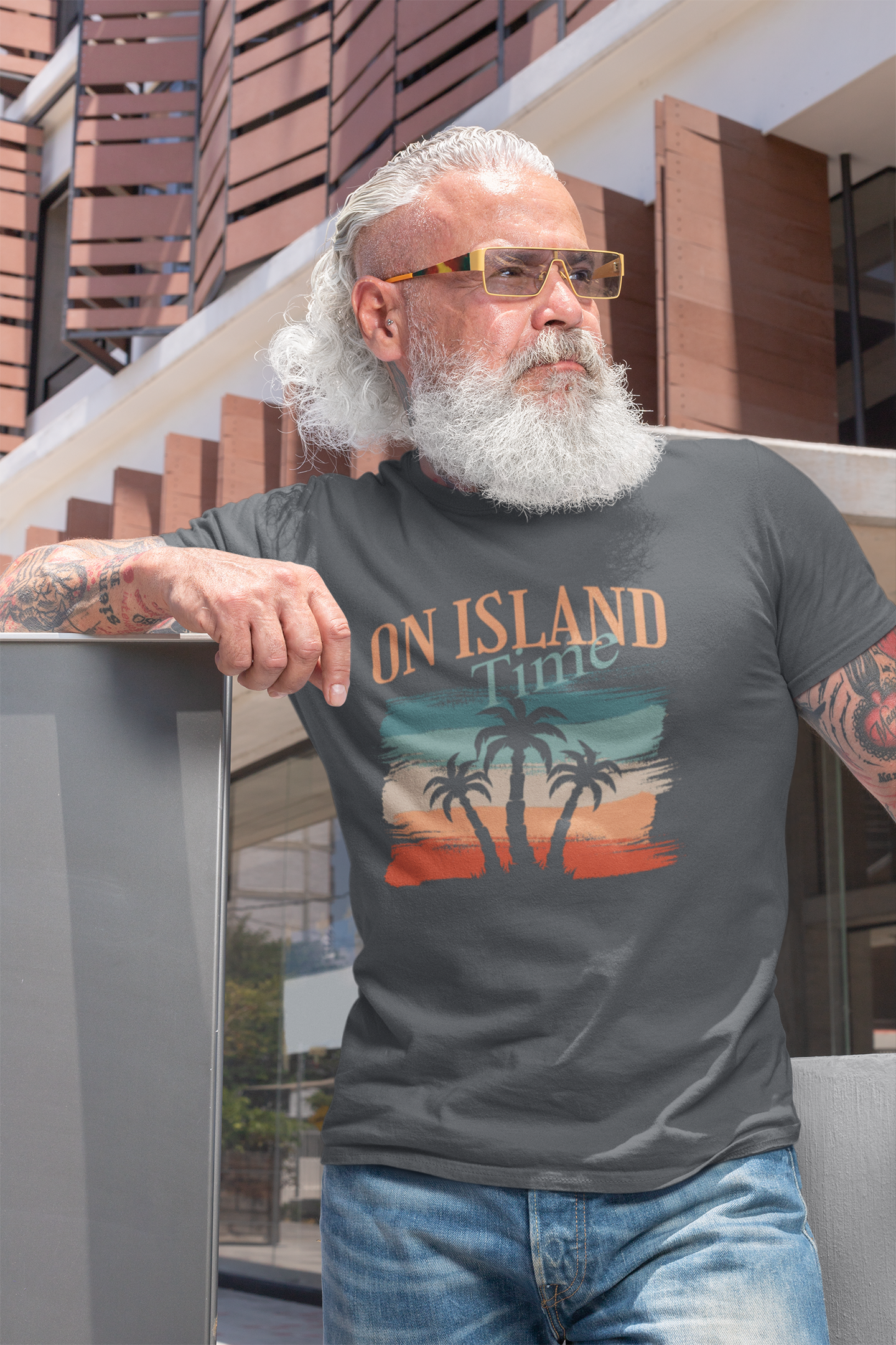 Relaxed Island Vibes Tee, Summer T-Shirt, Beachwear, Vacation Apparel, Gift for Travelers, Graphic Tee with Palm Trees