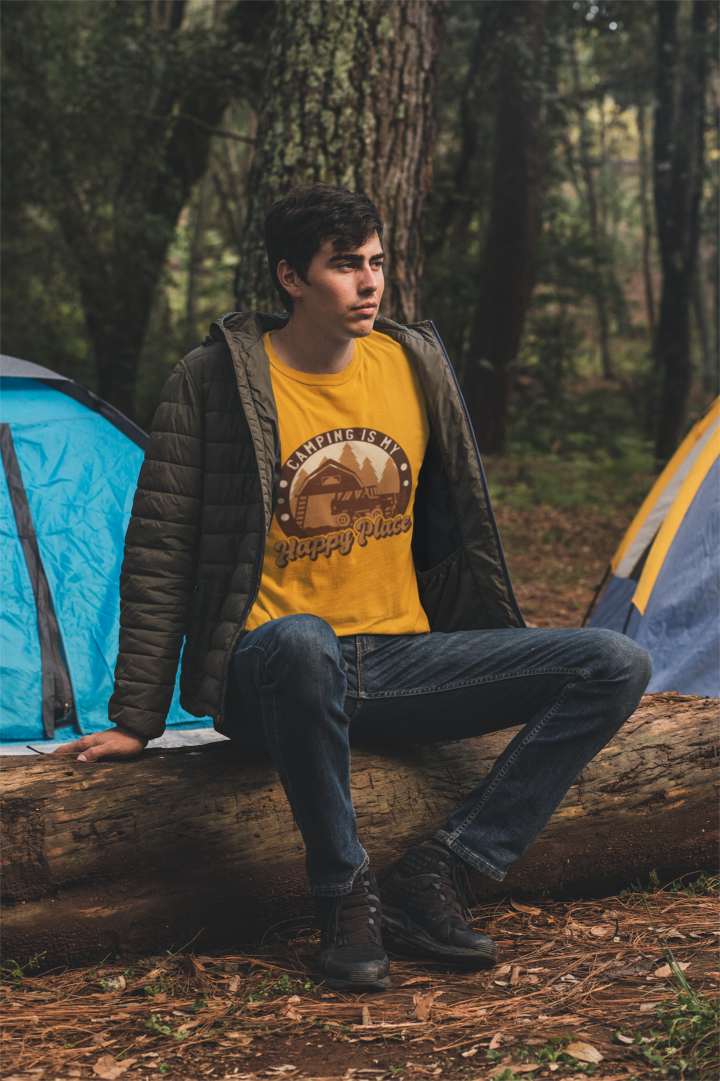 Camping Is My Happy Place Camping Tee, Outdoor Adventure Shirt, Happy Camper Top, Nature Lover Tshirt, Hiking Gift, Mountain Climber Apparel