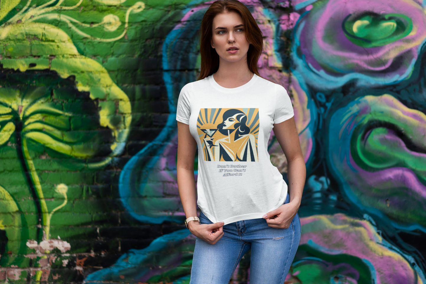 If You Can't Afford It Don't Bother Chic Cocktail Tee - Retro Style Short Sleeve Shirt, Perfect for Parties, Gifts, and Fashion Lovers