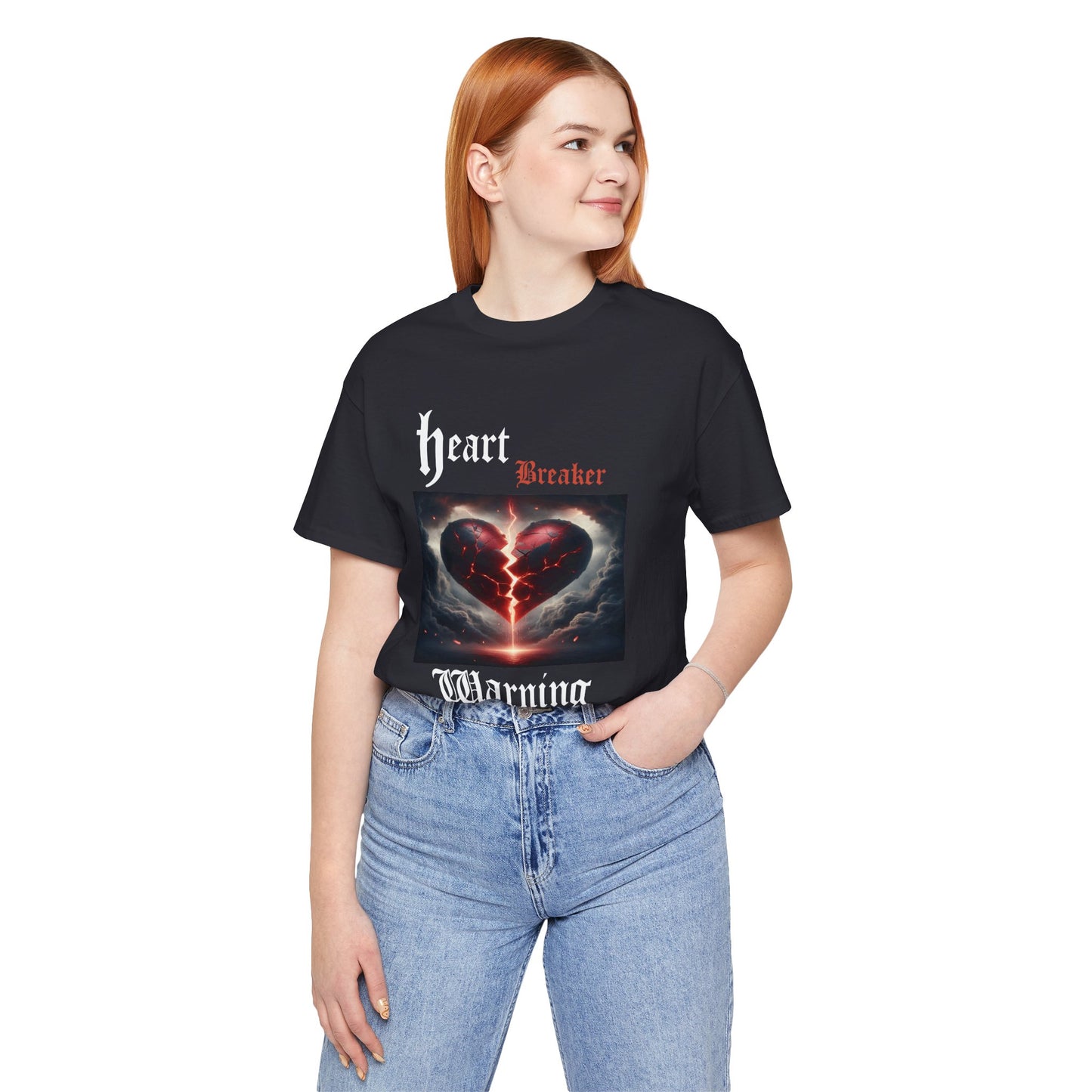 Heartbreaker Warning Tee, Cool Graphic T-Shirt, Unisex Casual Wear, Perfect for Valentine's Day, Gifts for Friends, Trendy Fashion