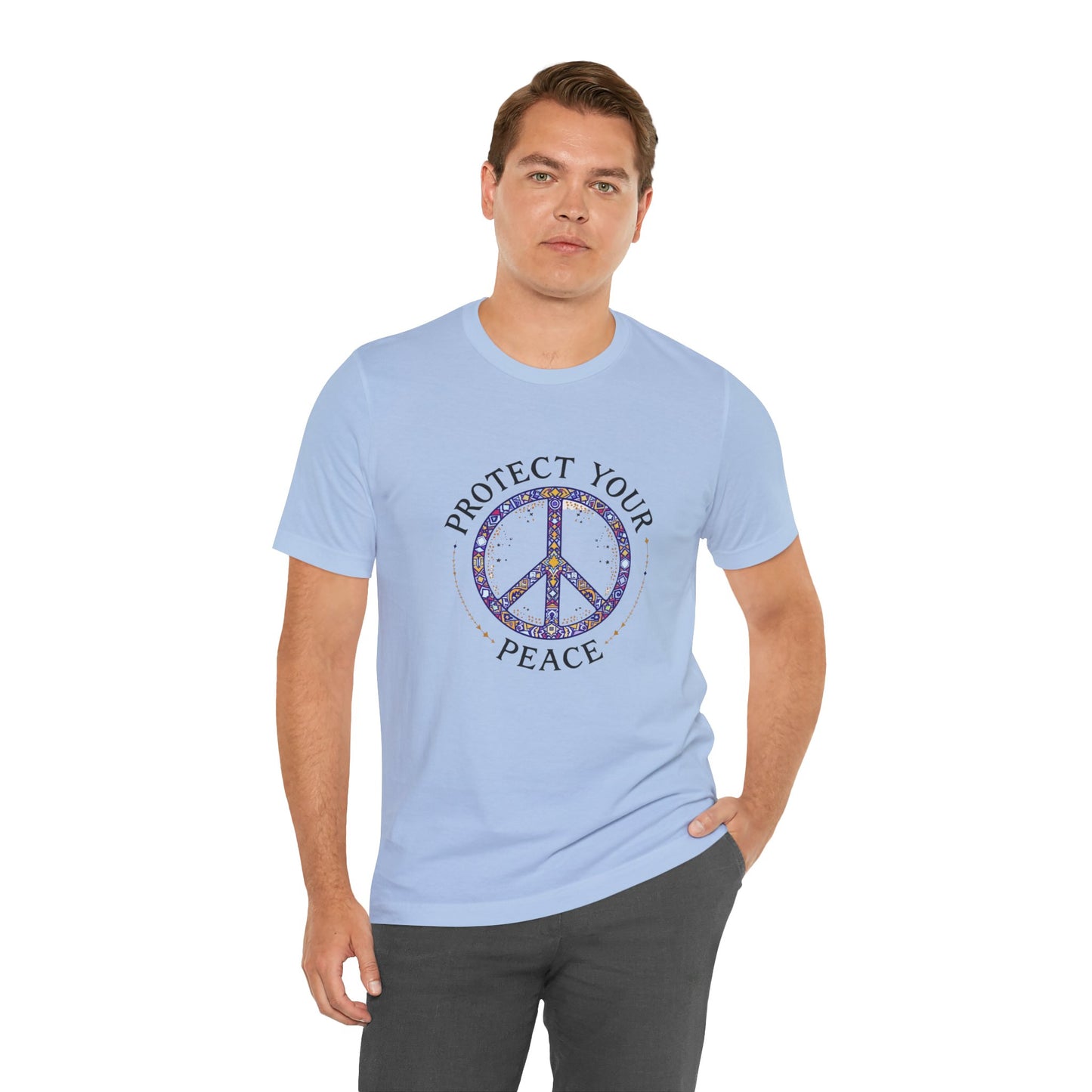 Protect Your Peace Unisex Tee, Casual Wear, Gift for Him/Her, Peace Sign T-Shirt, Affirmation Top, Relaxed Fit Tee