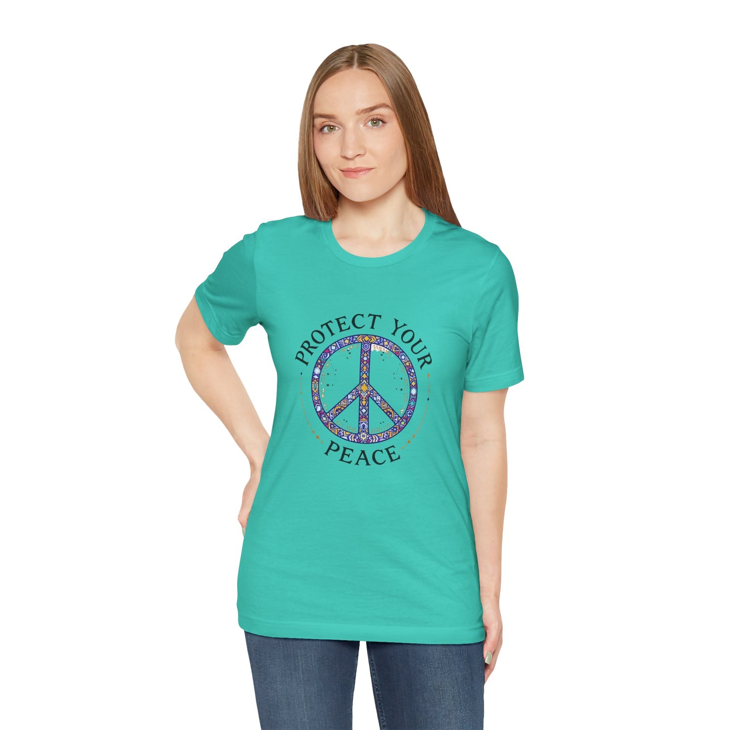 Protect Your Peace Unisex Tee, Casual Wear, Gift for Him/Her, Peace Sign T-Shirt, Affirmation Top, Relaxed Fit Tee