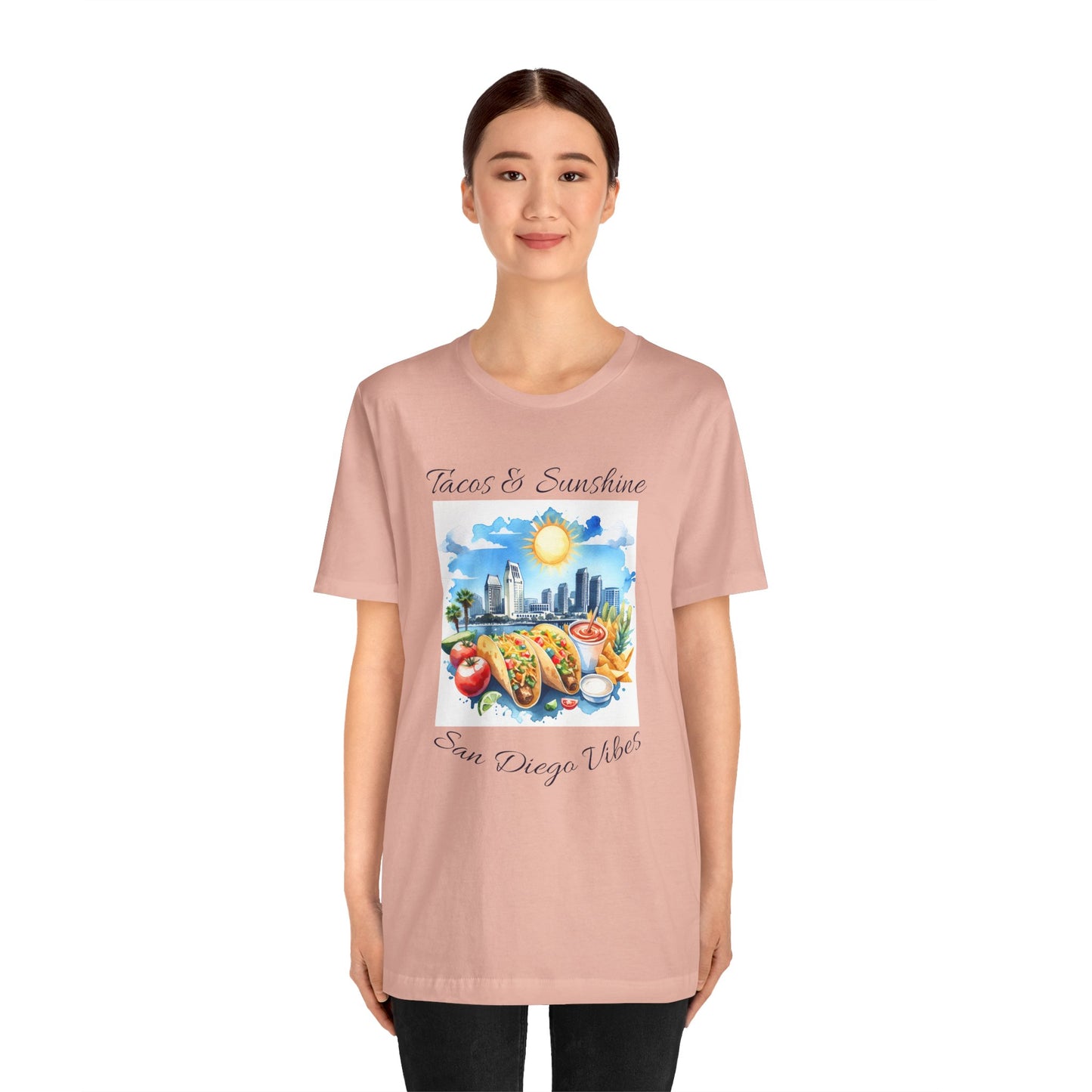 San Diego Vibes T-Shirt, Tacos & Sunshine Tee, Unisex Jersey Top, California Culture Shirt, Short Sleeve Apparel, Beach Lover Clothing