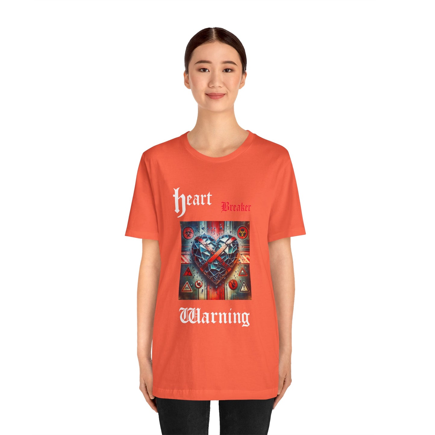 Heart Breaker Warning Tee, Trendy Graphic T-Shirt for Fashion Lovers, Valentine's Day Gift, Streetwear Style, Casual Everyday Wear, Unique