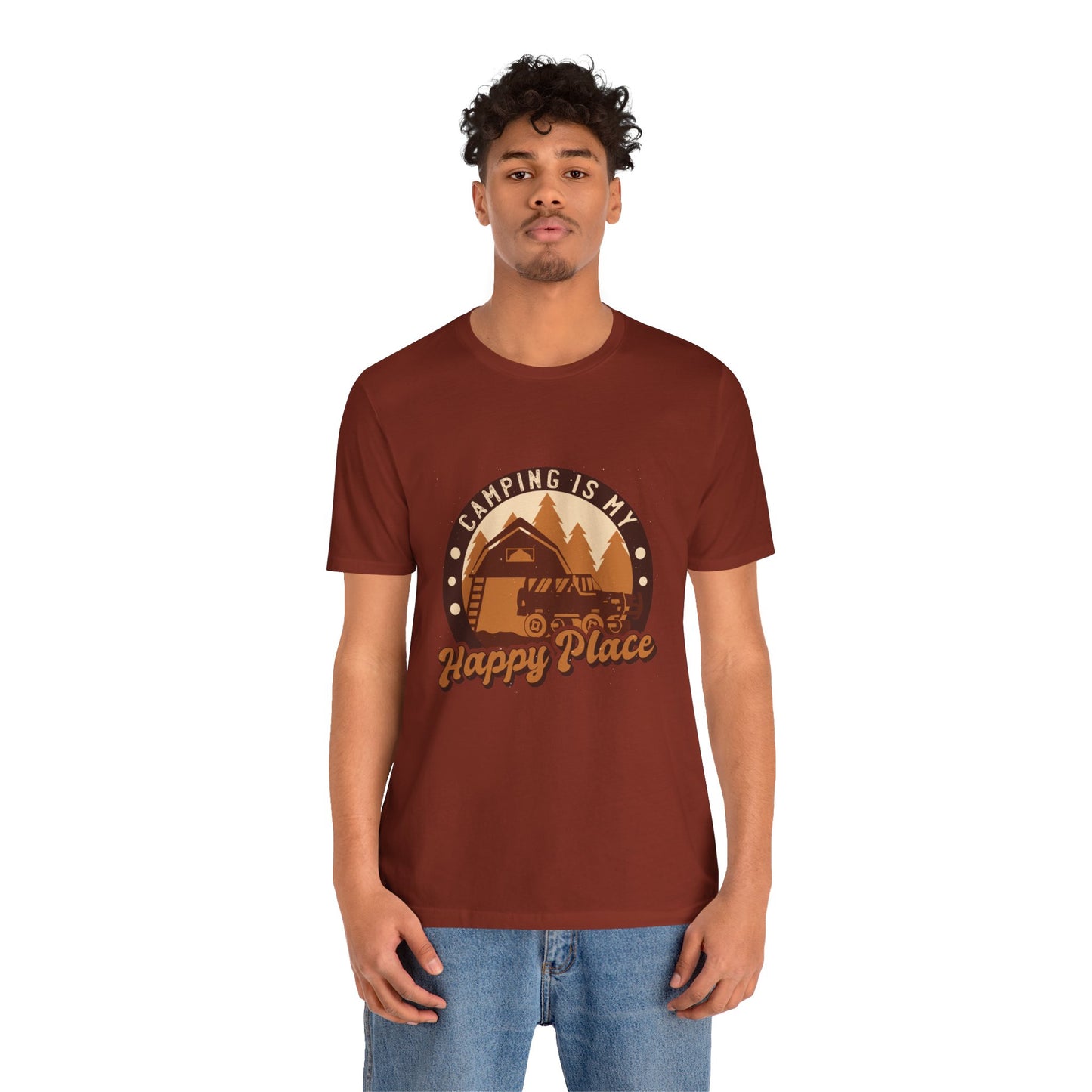 Camping Is My Happy Place Camping Tee, Outdoor Adventure Shirt, Happy Camper Top, Nature Lover Tshirt, Hiking Gift, Mountain Climber Apparel