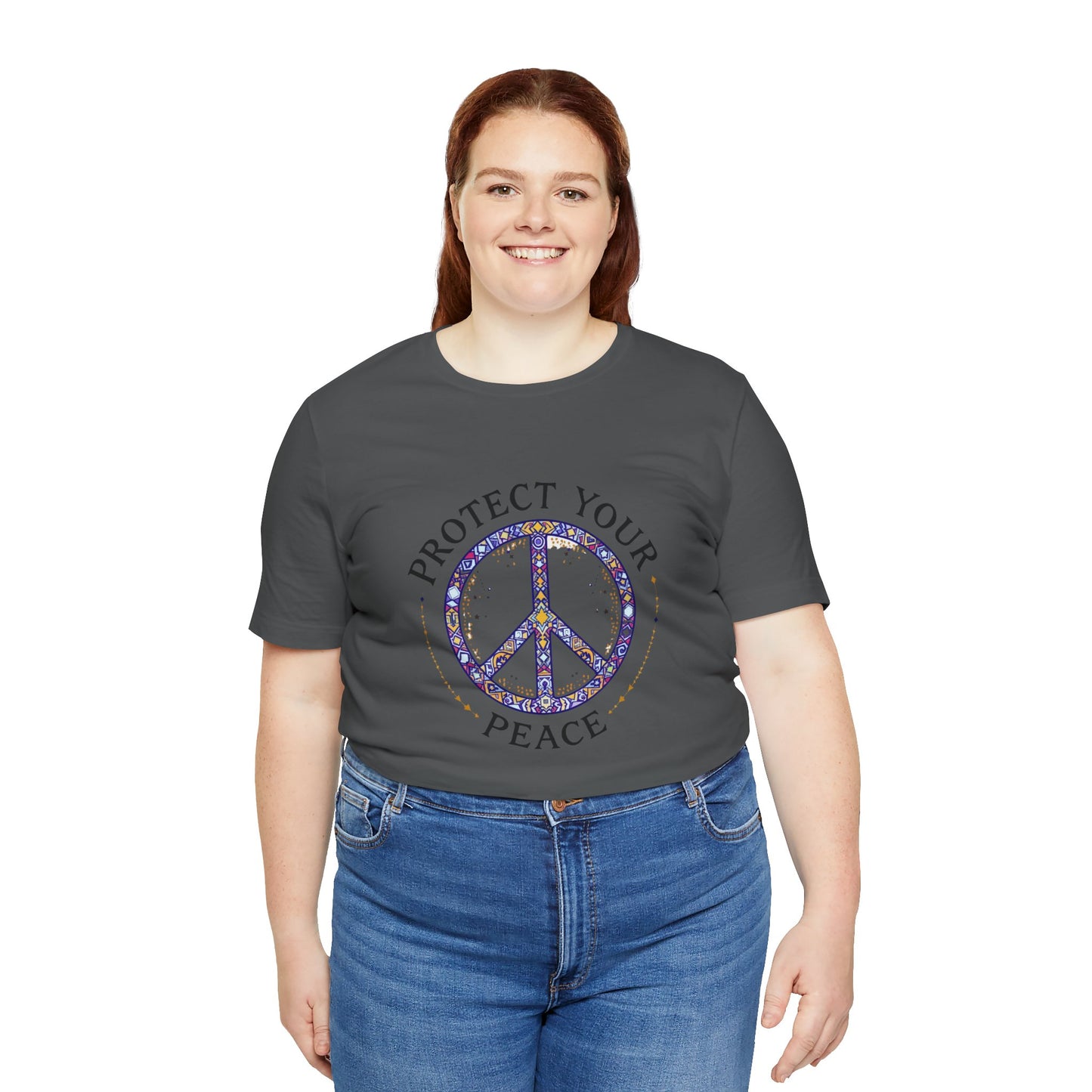 Protect Your Peace Unisex Tee, Casual Wear, Gift for Him/Her, Peace Sign T-Shirt, Affirmation Top, Relaxed Fit Tee