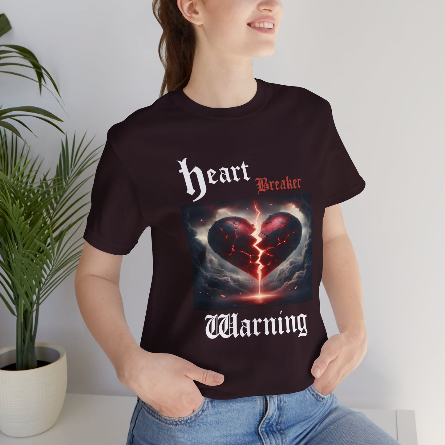 Heartbreaker Warning Tee, Cool Graphic T-Shirt, Unisex Casual Wear, Perfect for Valentine's Day, Gifts for Friends, Trendy Fashion