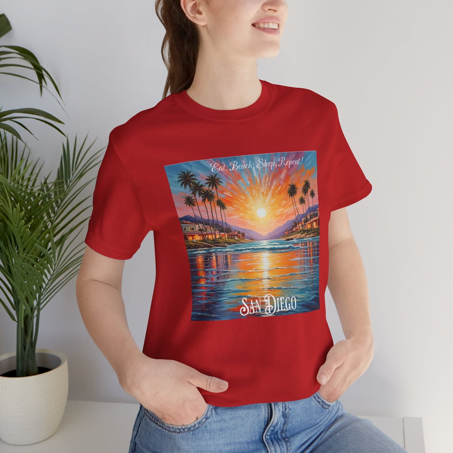 San Diego Culture Unisex Tee, Eat Beach Sleep Repeat Shirt, California Beach Vacation Top, Summer Vibes Tshirt, West Coast Travel Apparel