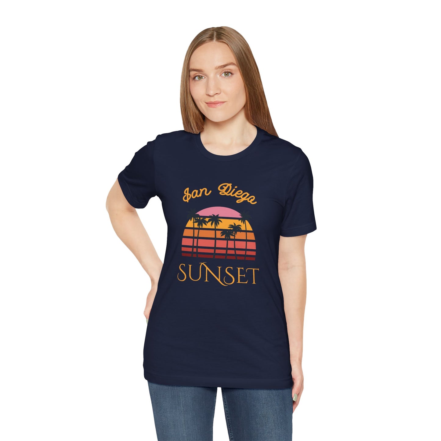 San Diego Sunset Unisex Tee, Retro T-Shirt, Palm Tree Shirt, Perfect Summer Outfit, California Vibes, Gift for Beach Lovers