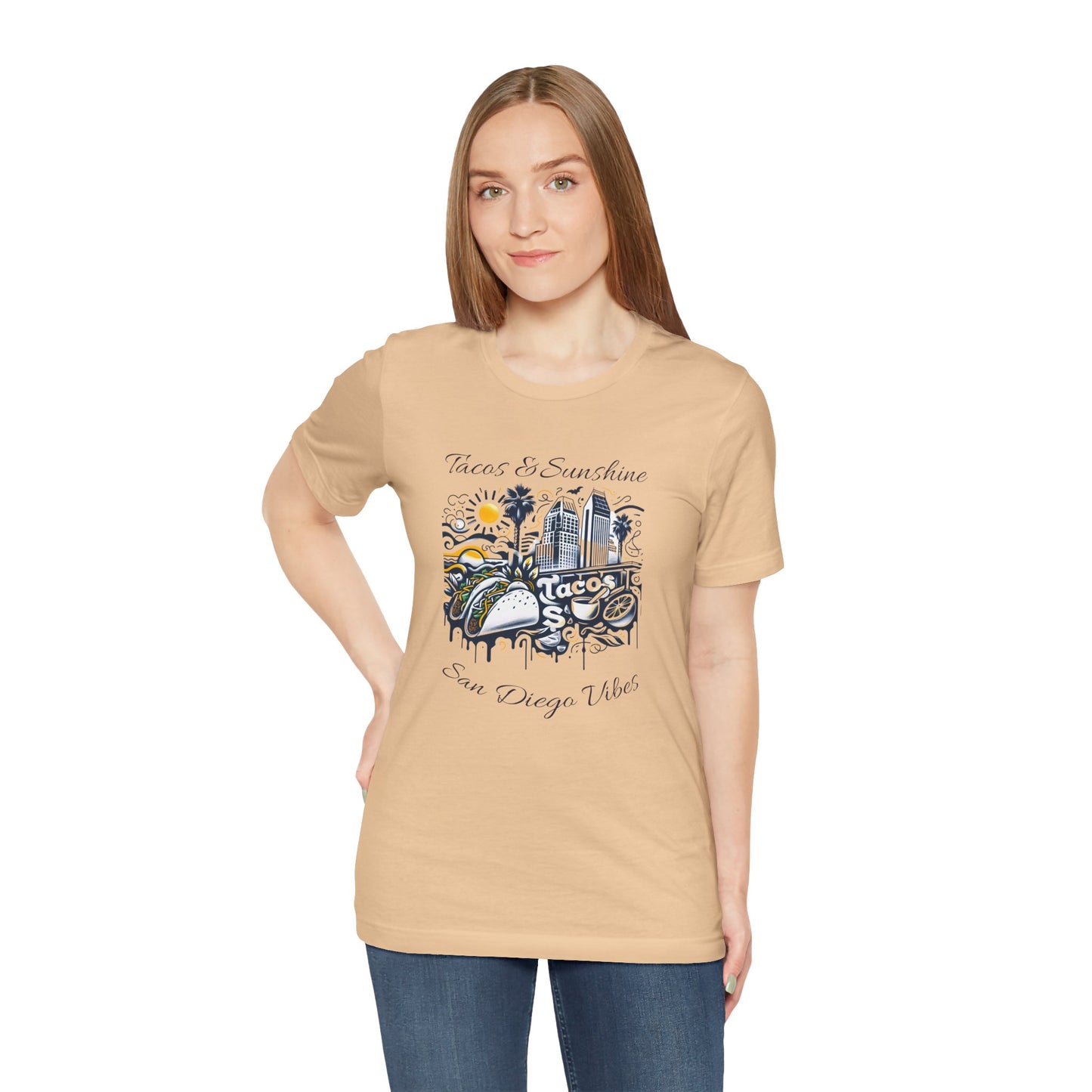 San Diego Vibes T-Shirt, Tacos & Sunshine Tee, Unisex Jersey Shirt, California Culture Top, Beach Lover Gift, 619 Love