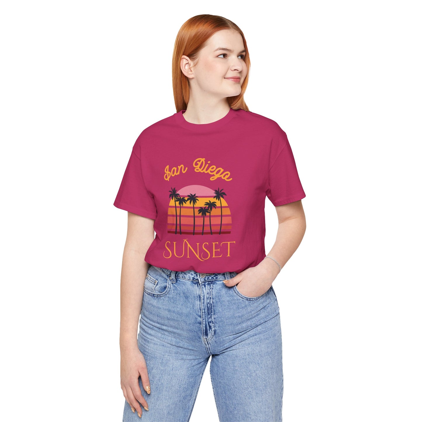 San Diego Sunset Unisex Tee, Retro T-Shirt, Palm Tree Shirt, Perfect Summer Outfit, California Vibes, Gift for Beach Lovers