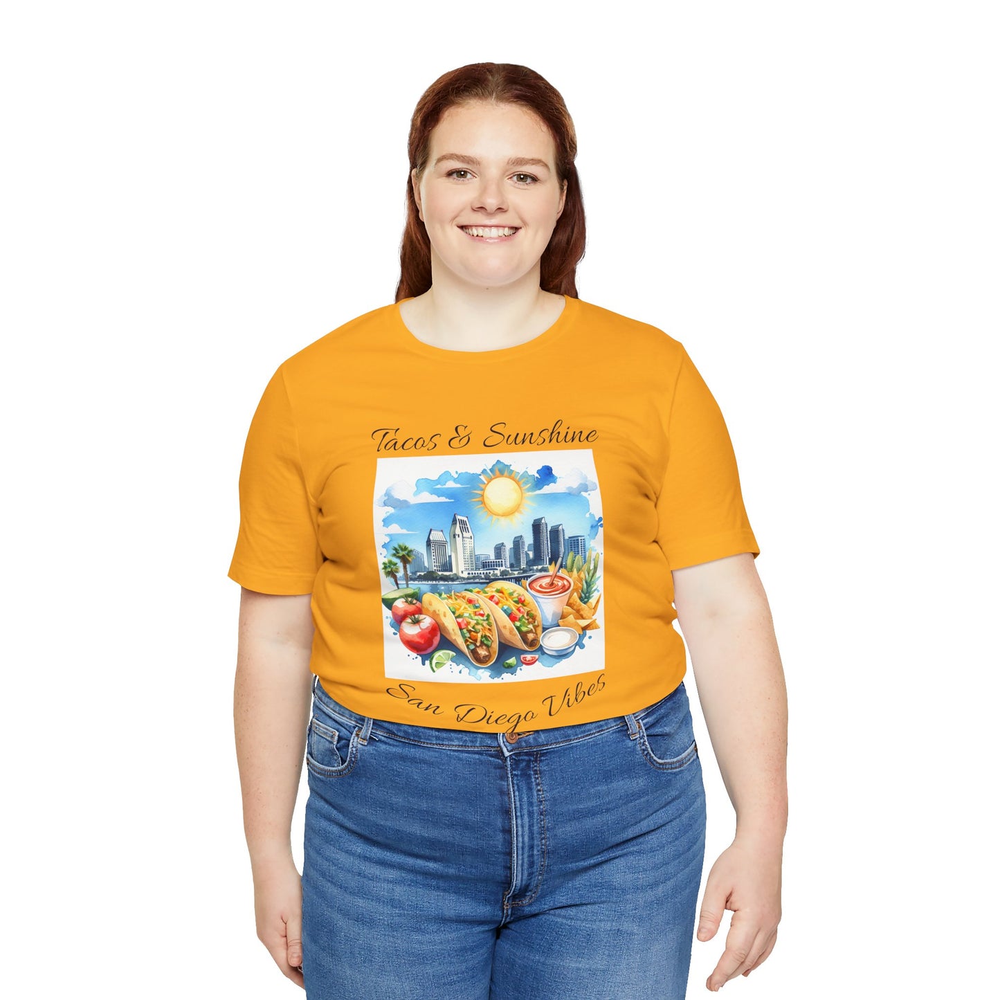 San Diego Vibes T-Shirt, Tacos & Sunshine Tee, Unisex Jersey Top, California Culture Shirt, Short Sleeve Apparel, Beach Lover Clothing