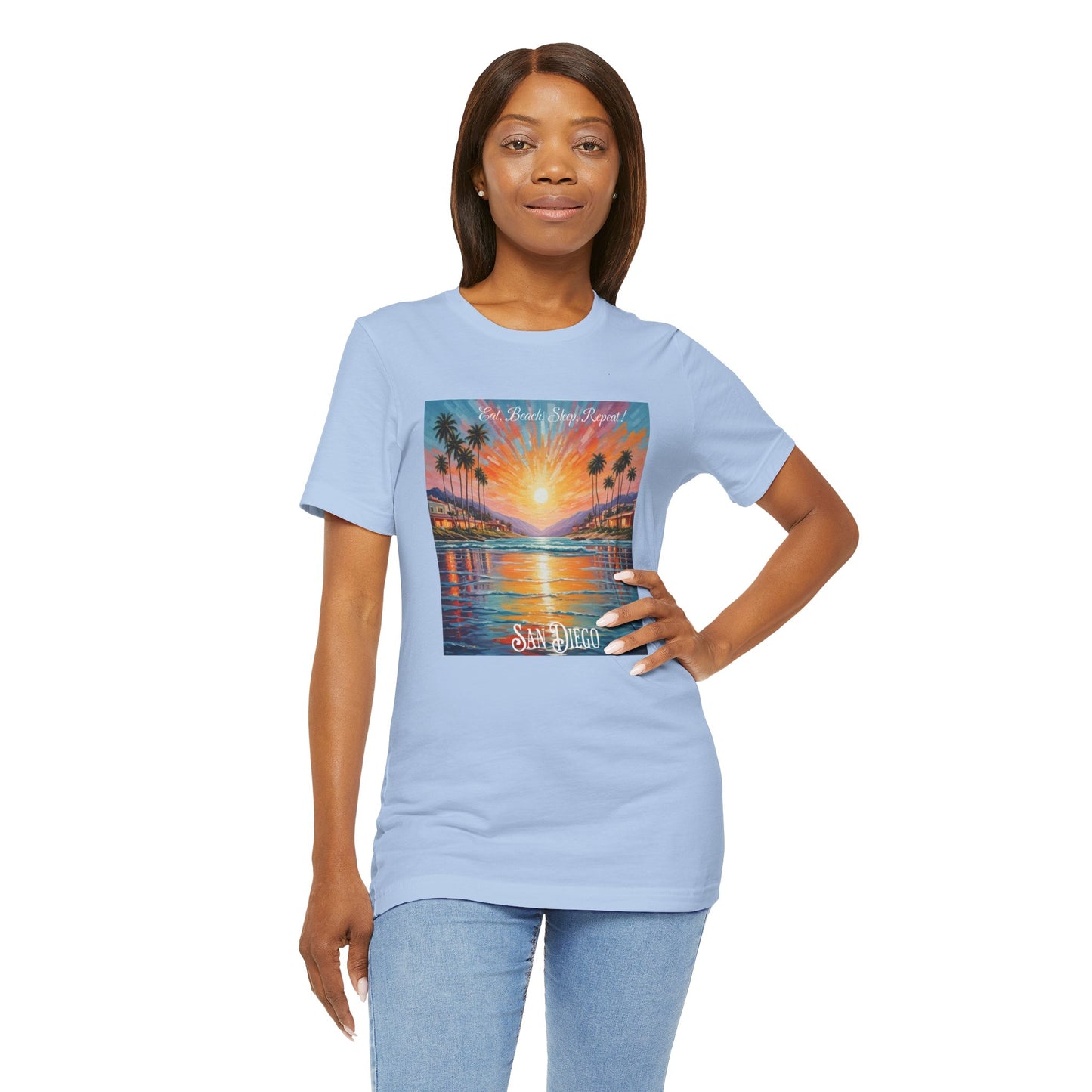 San Diego Culture Unisex Tee, Eat Beach Sleep Repeat Shirt, California Beach Vacation Top, Summer Vibes Tshirt, West Coast Travel Apparel