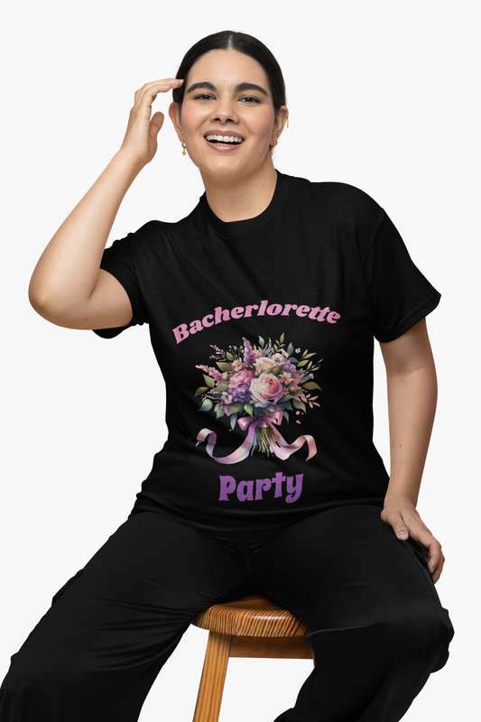 Bachelorette Party Tee - Floral Design, Short Sleeve Shirt, Bridal Shower Gift, Girl's Night Out, Fun Party Outfit