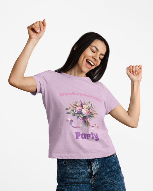 Bachelorette Party Tee - Floral Design, Short Sleeve Shirt, Bridal Shower Gift, Girl's Night Out, Fun Party Outfit
